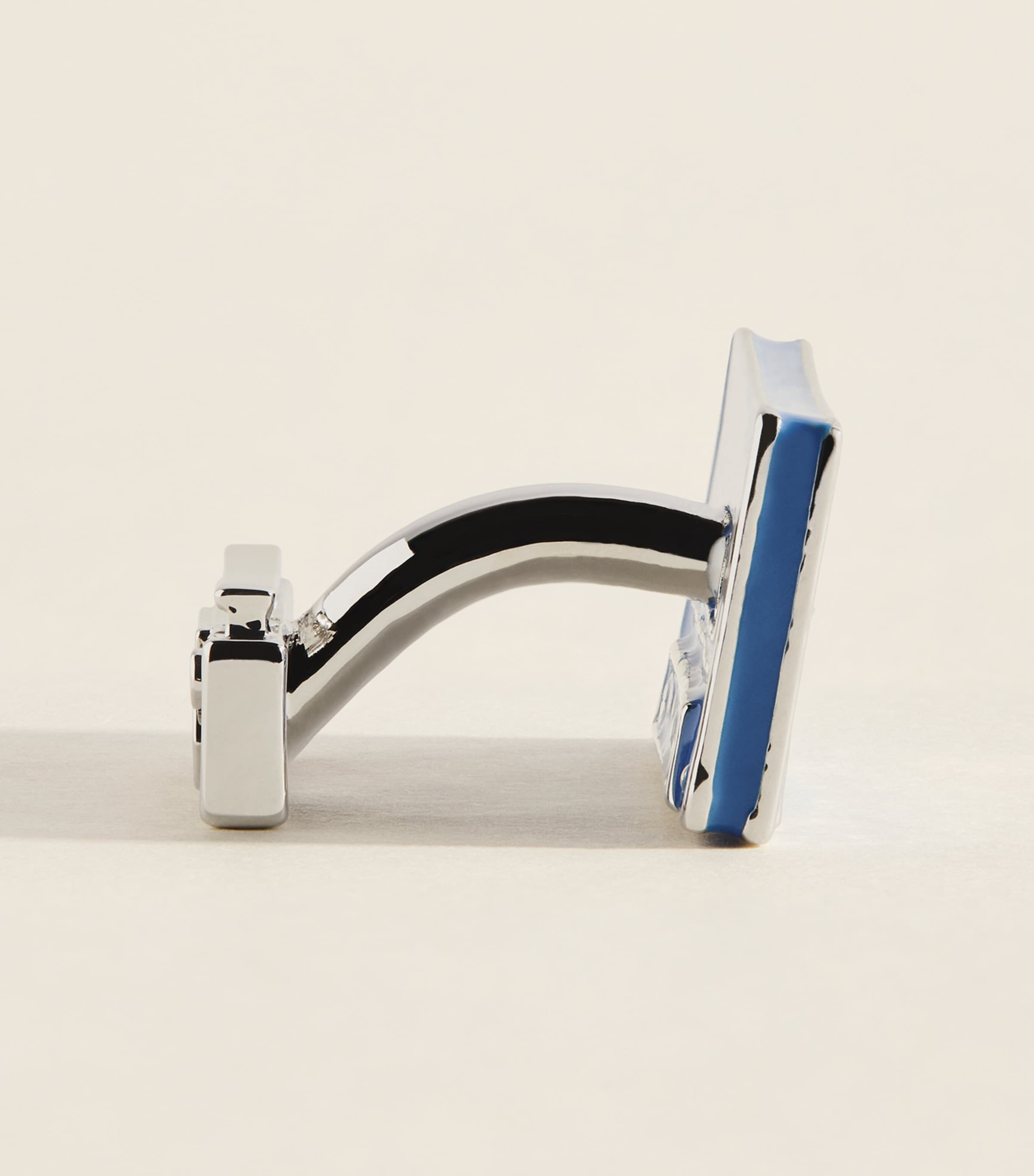 Babette Wasserman Rhodium-Plated Cassette Tape Cufflinks Blue Image 4