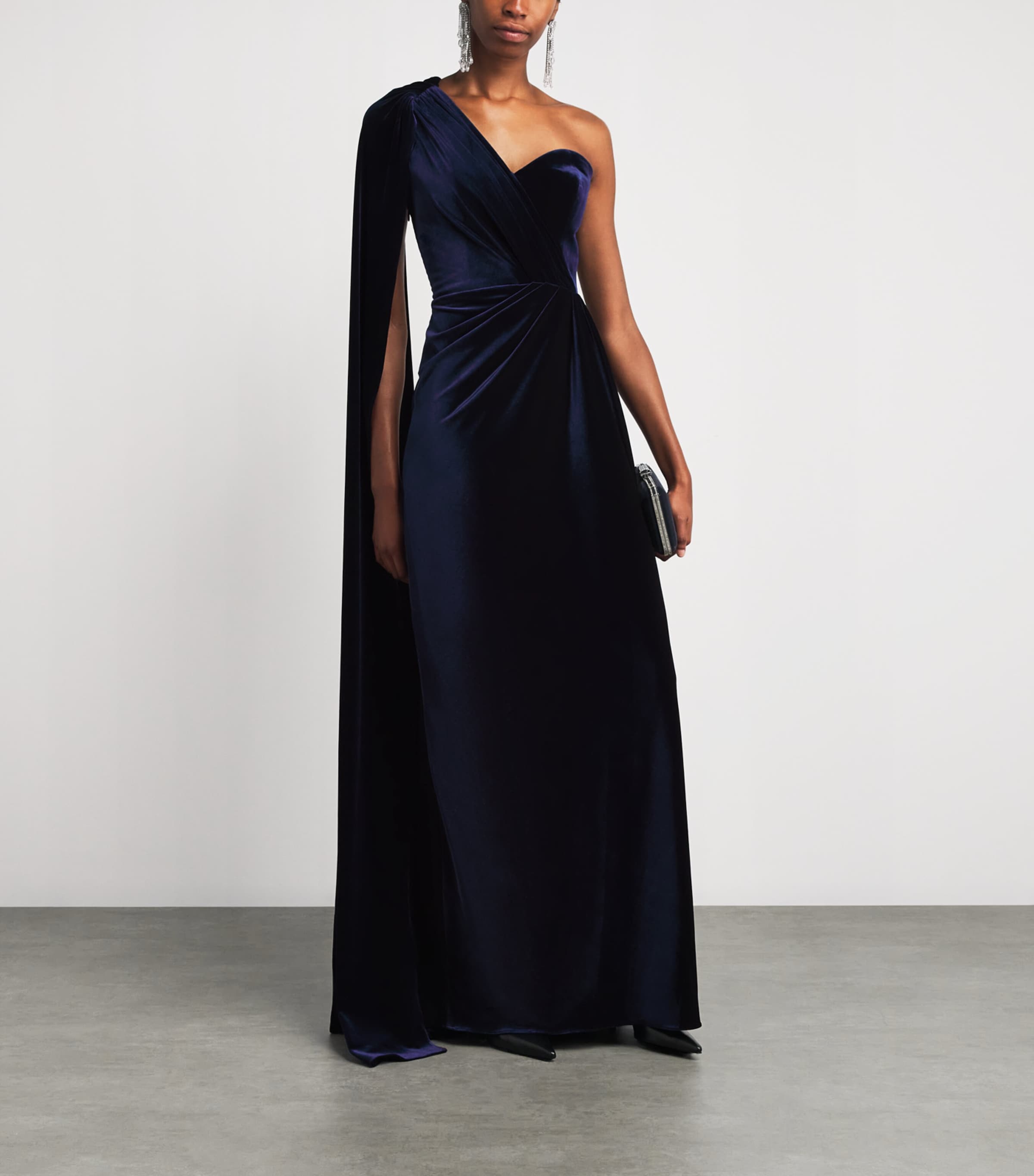 Velvet One-Shoulder Gown OCEAN Image 2