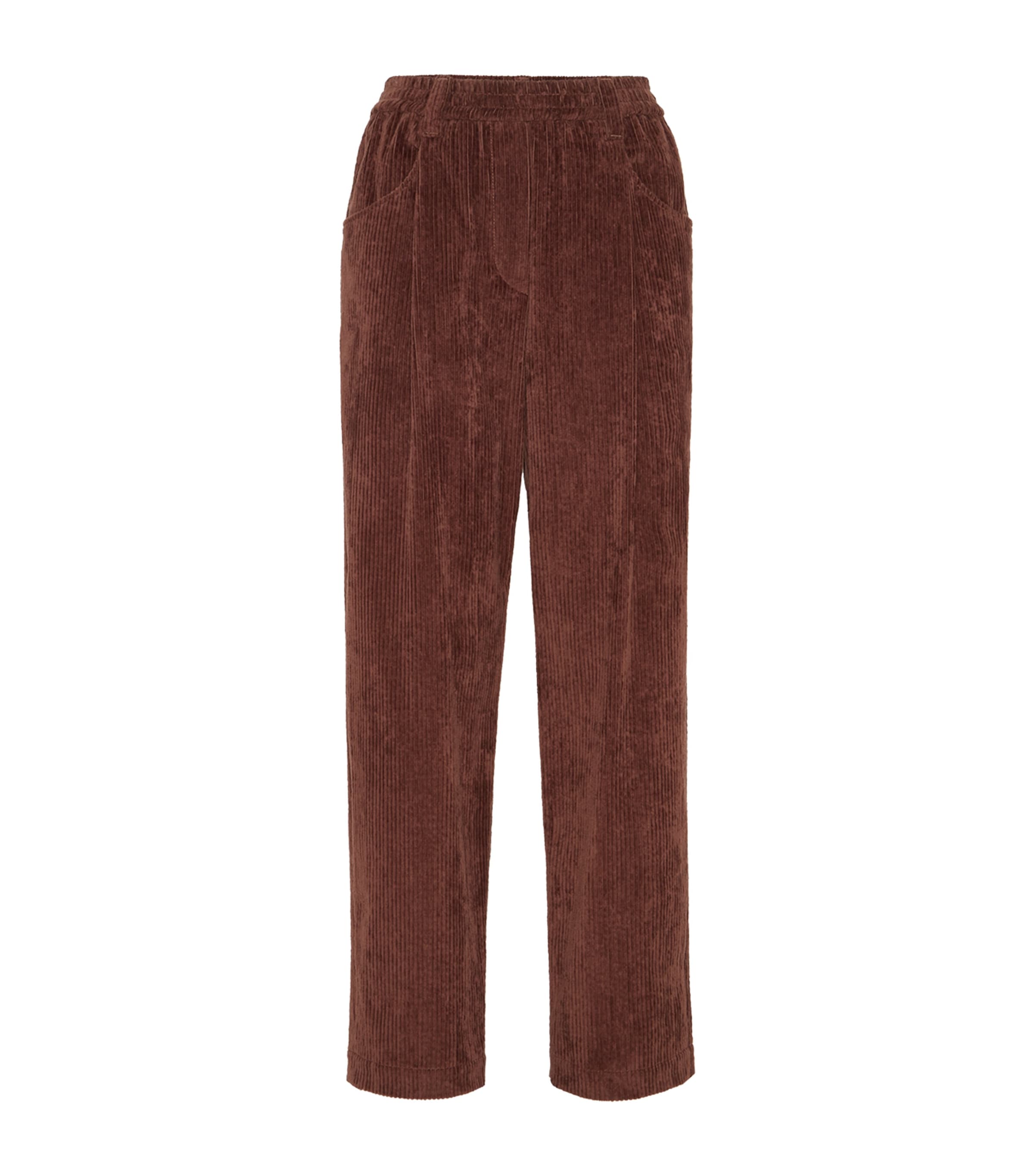 Brunello Cucinelli Soft Corduroy Pleated Straight-leg Ankle Pants In Brown