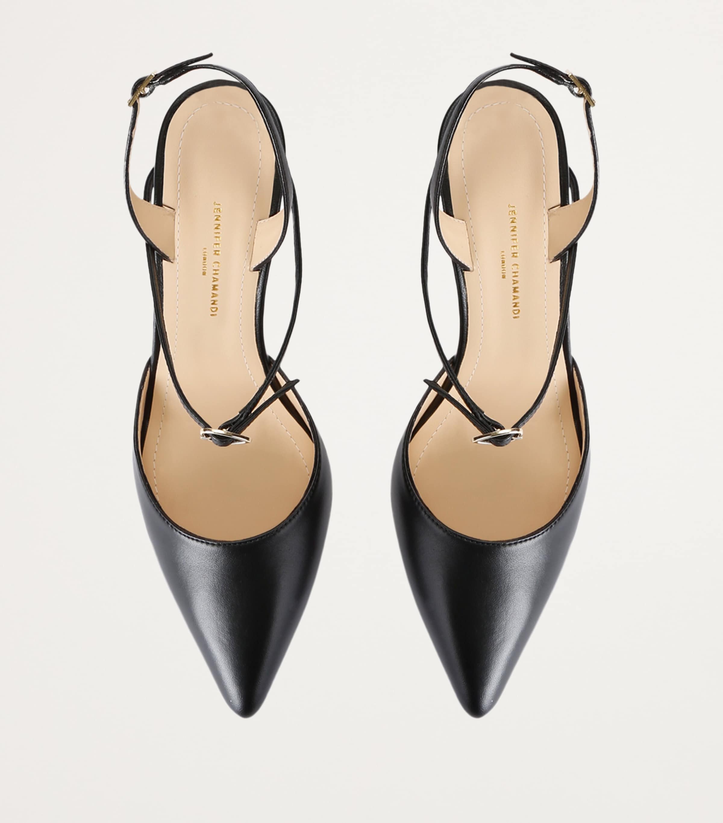 Jennifer Chamandi Leather Vittorio Slingback Pumps 85 Black Image 4