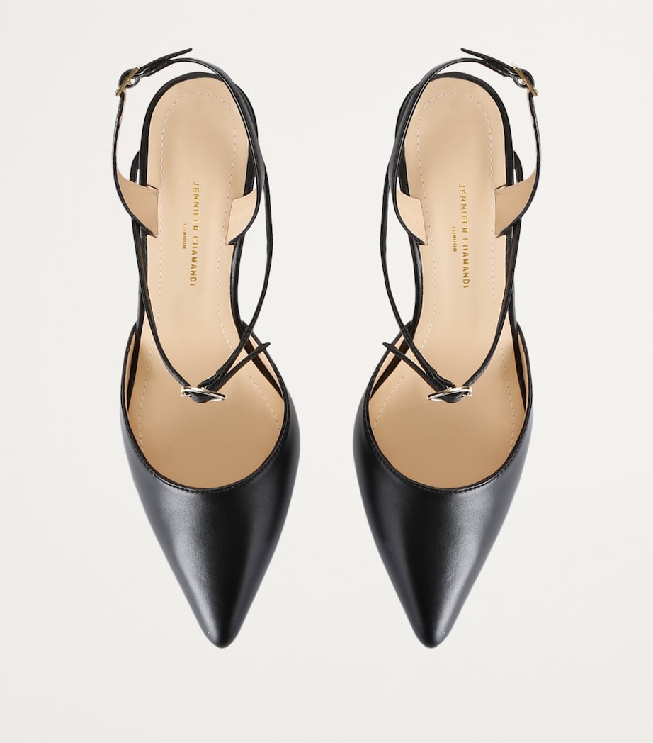 Jennifer Chamandi Leather Vittorio Slingback Pumps 85 Black Image 4