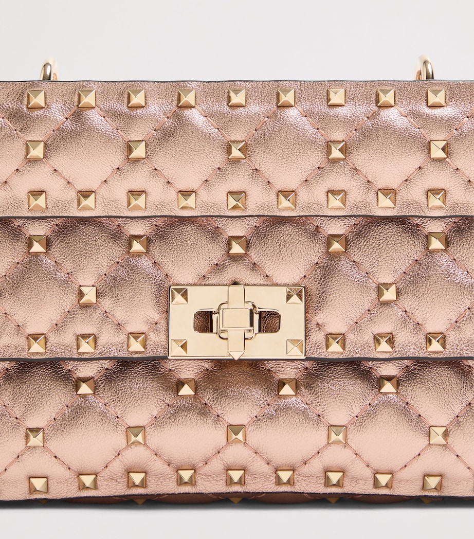 Small Leather Rockstud Spike Top-Handle Bag GF9 Image 6