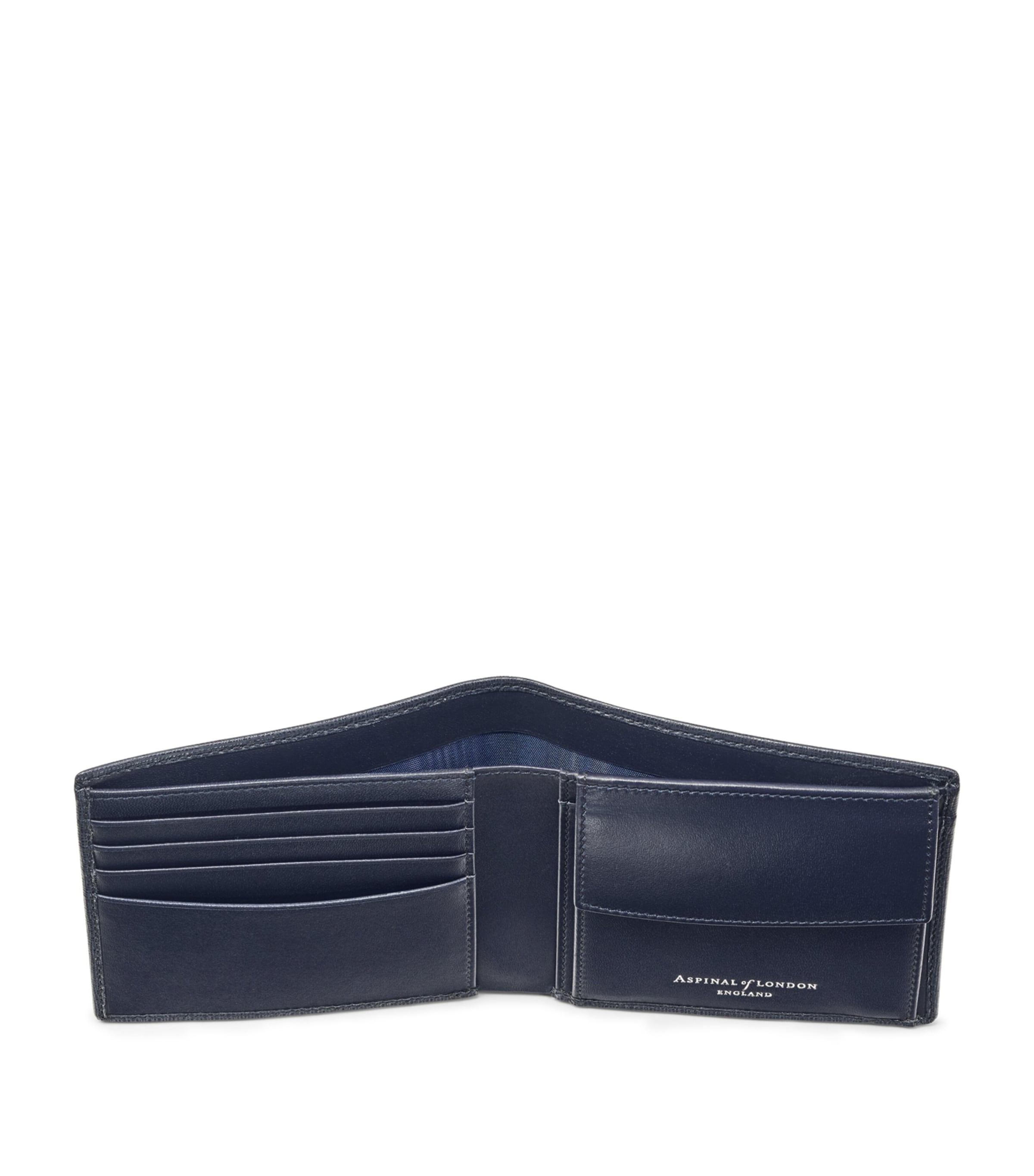 Leather Bifold Coin Wallet NAVY Image 3