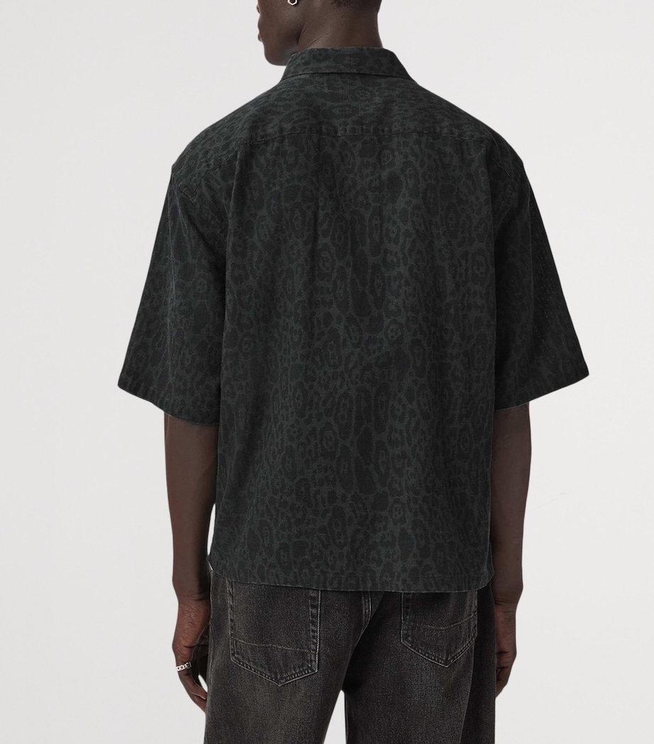 AllSaints Mens Organic Cotton-Linen Leopardo Shirt Iron Black Image 4