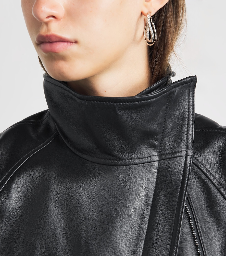 Vince Womens Asymmetric Lambskin Jacket Black Image 3
