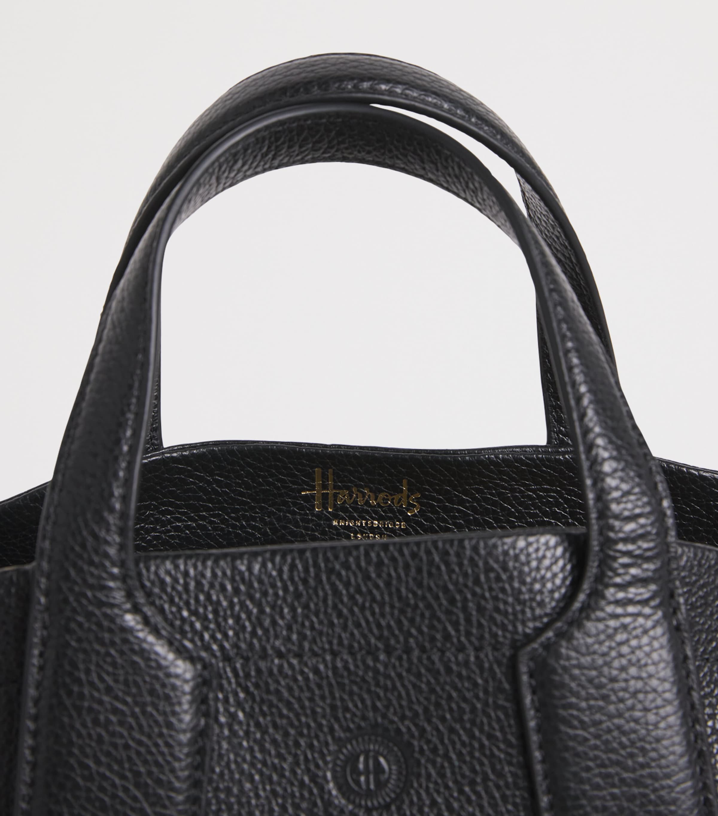 Harrods Small Leather Freya Tote Bag Black Image 5
