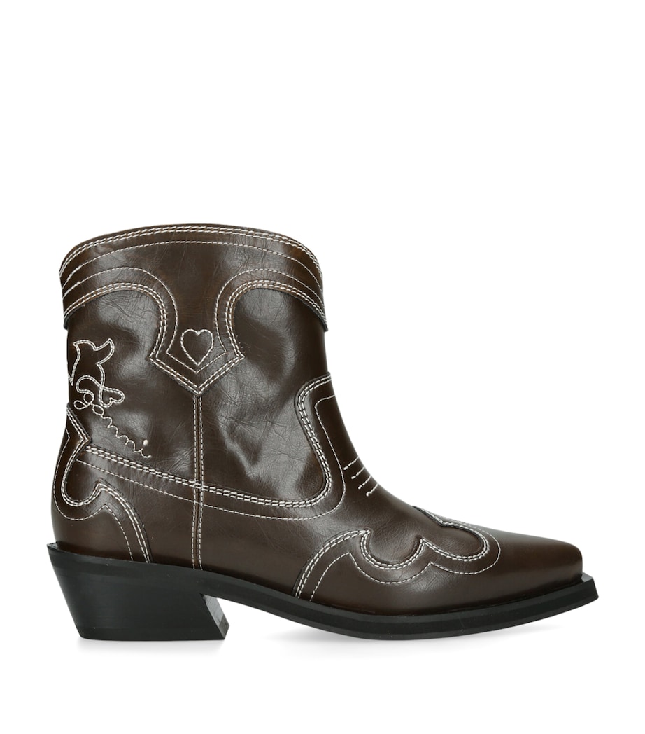 GANNI Embroidered Western Boots 40 Dark Green Image 1