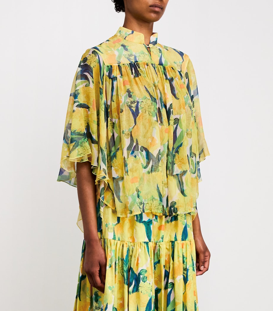 Silk Floral Frappe Blouse YE02 ZESTY Image 3