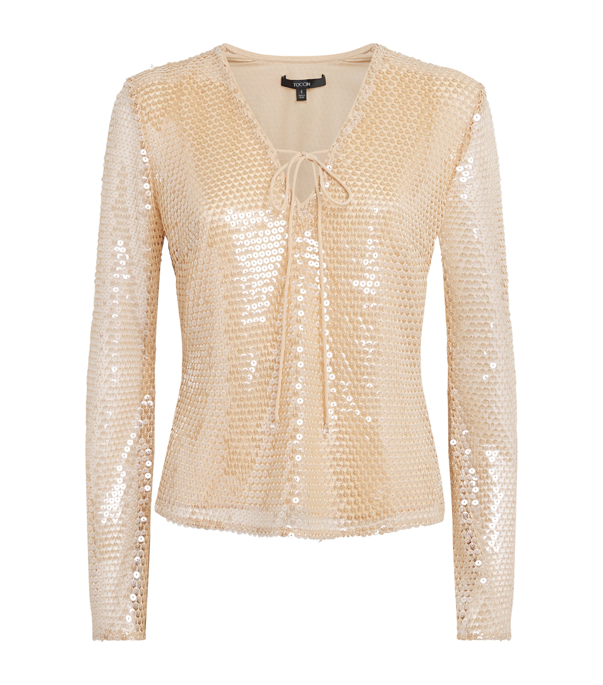 Toccin Womens Sequinned Zuri Blouse Sand Dune Image 1