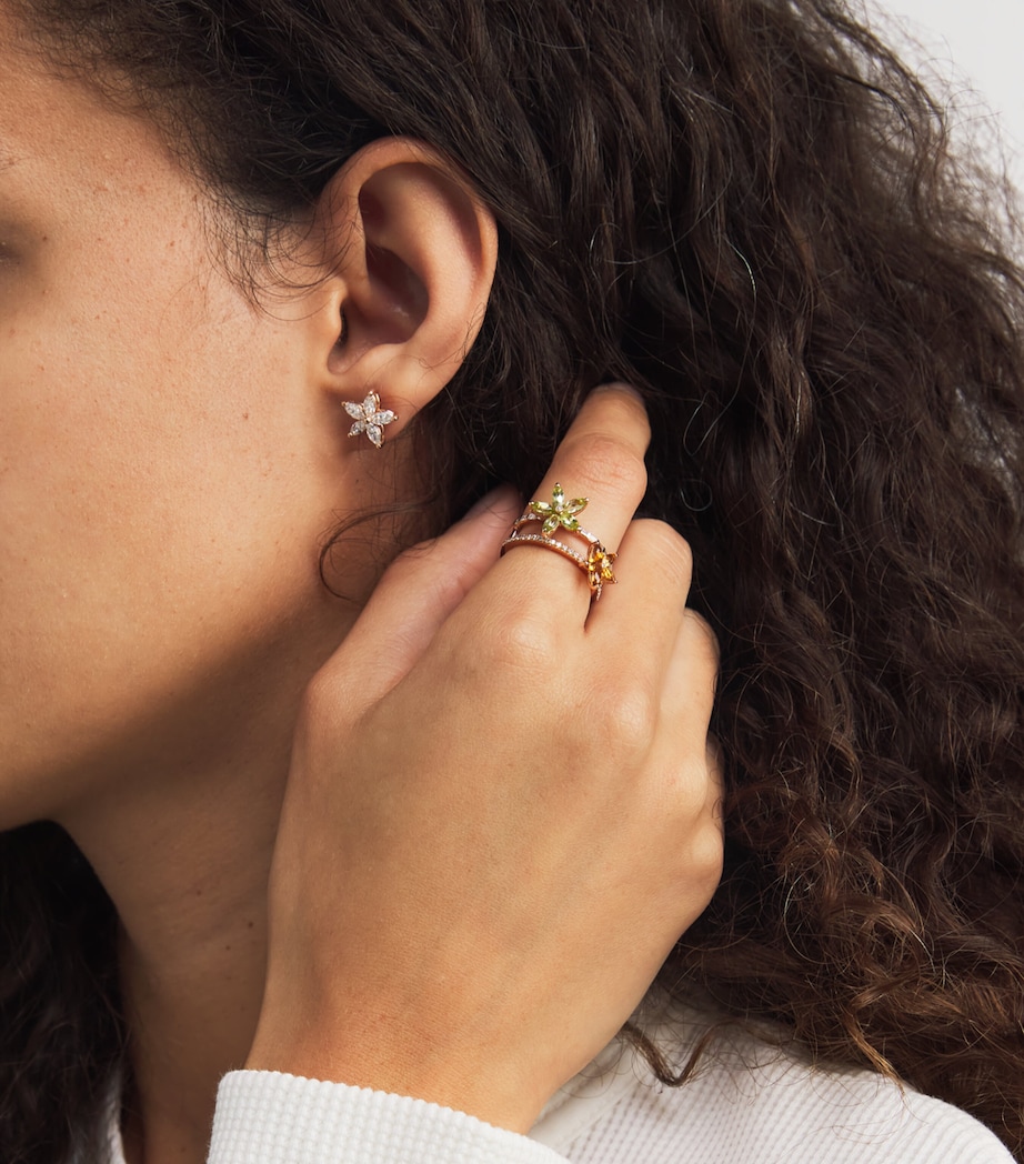 Rose Gold, Diamond, Citrine and Peridot Apple Seed Ring (Size 54) ROSE GOLD Image 5