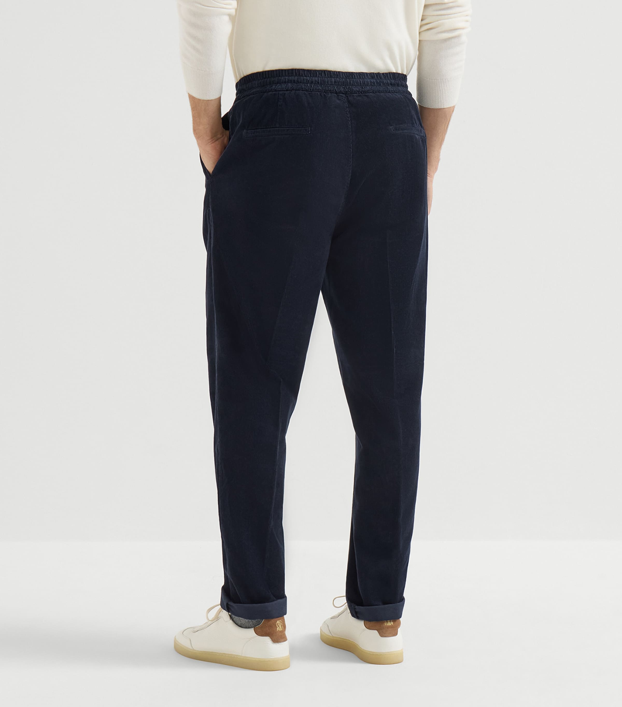 Brunello Cucinelli Mens Cotton Drawstring Trousers Navy Image 5