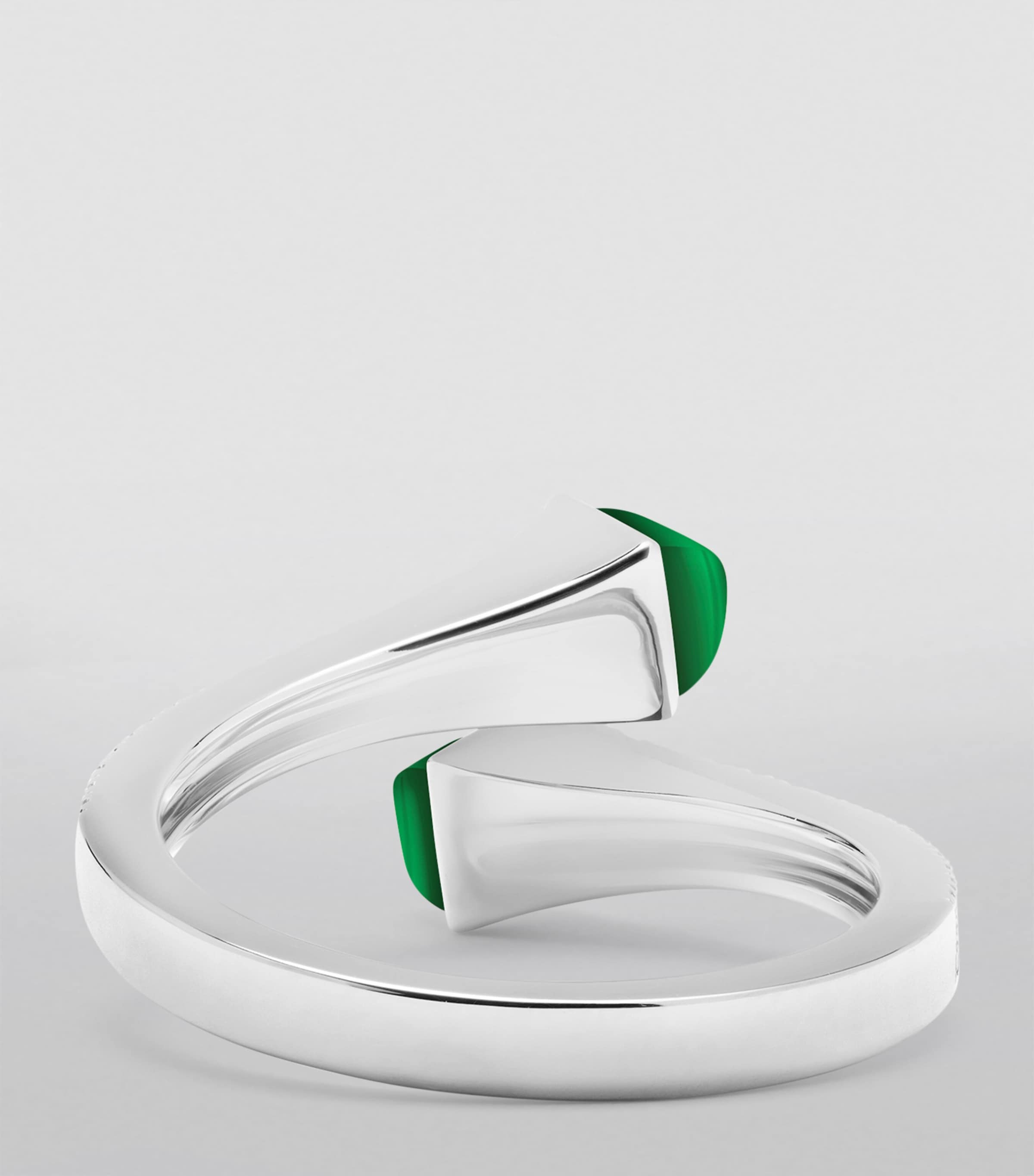 White Gold, Diamond and Green Agate Cleo Ring WHITE GOLD Image 3