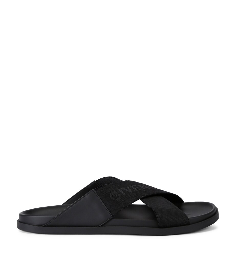 Leather G Plage Slides BLACK Image 1