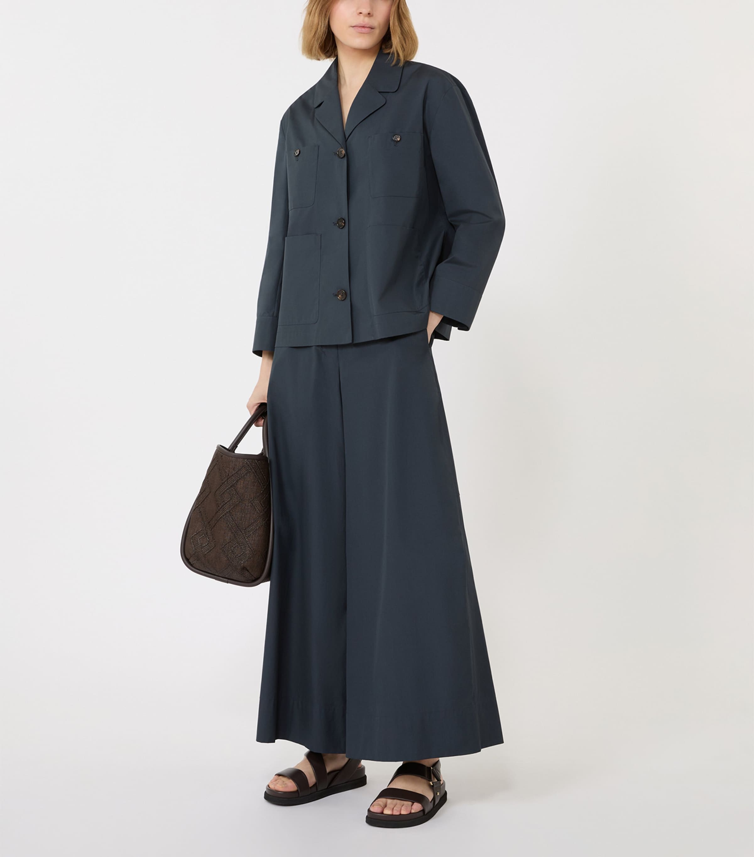 Max Mara Womens Cotton Pocket-Detail Shacket Ultramarine Image 2