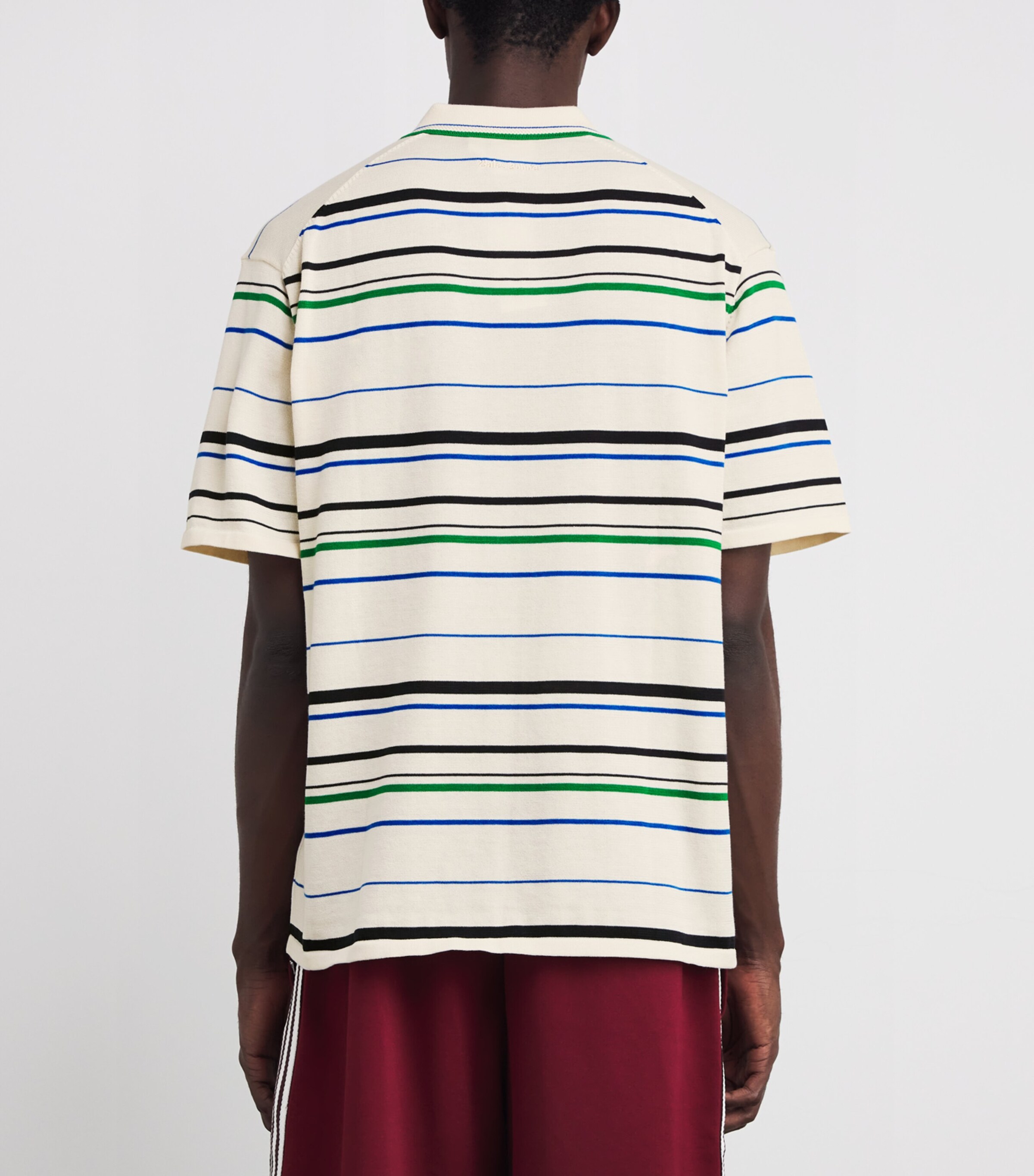 adidas Mens x Wales Bonner Cotton-Blend Striped T-Shirt Wht/grn/blu/indigo Image 4