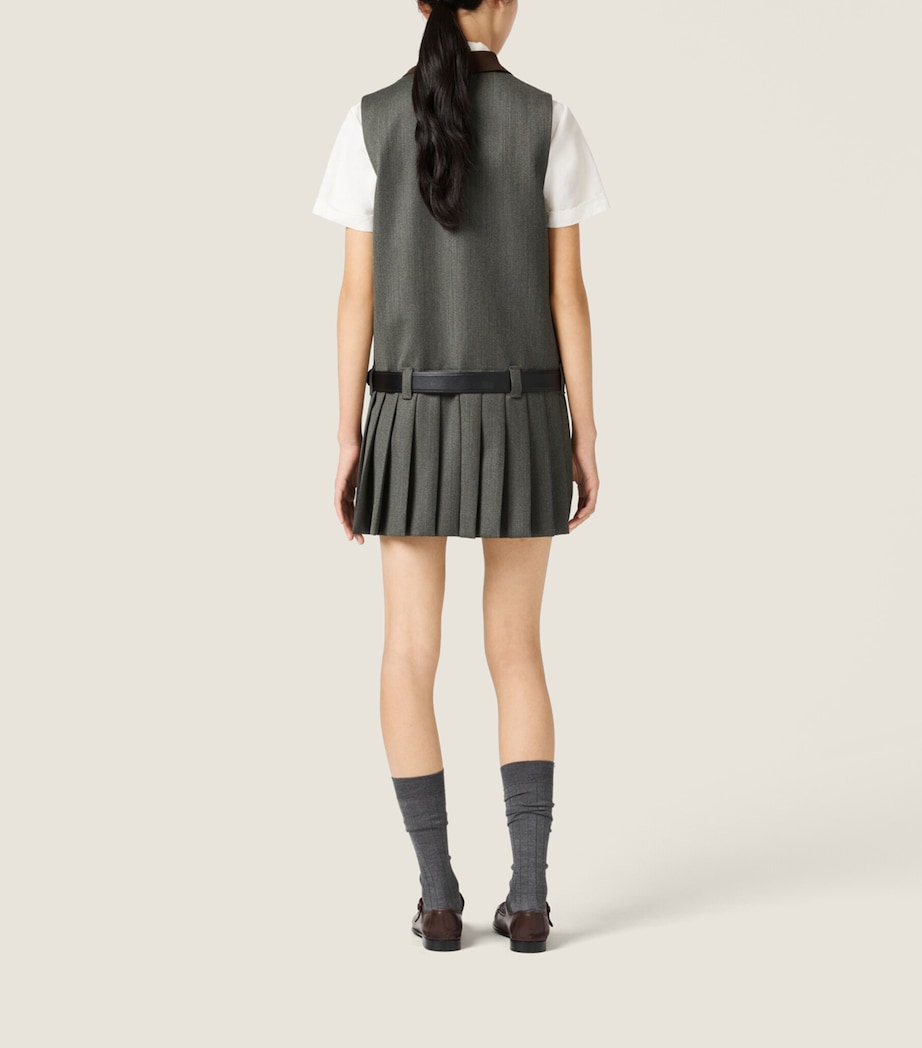 Miu Miu Womens Wool Pleated Mini Dress Image 3