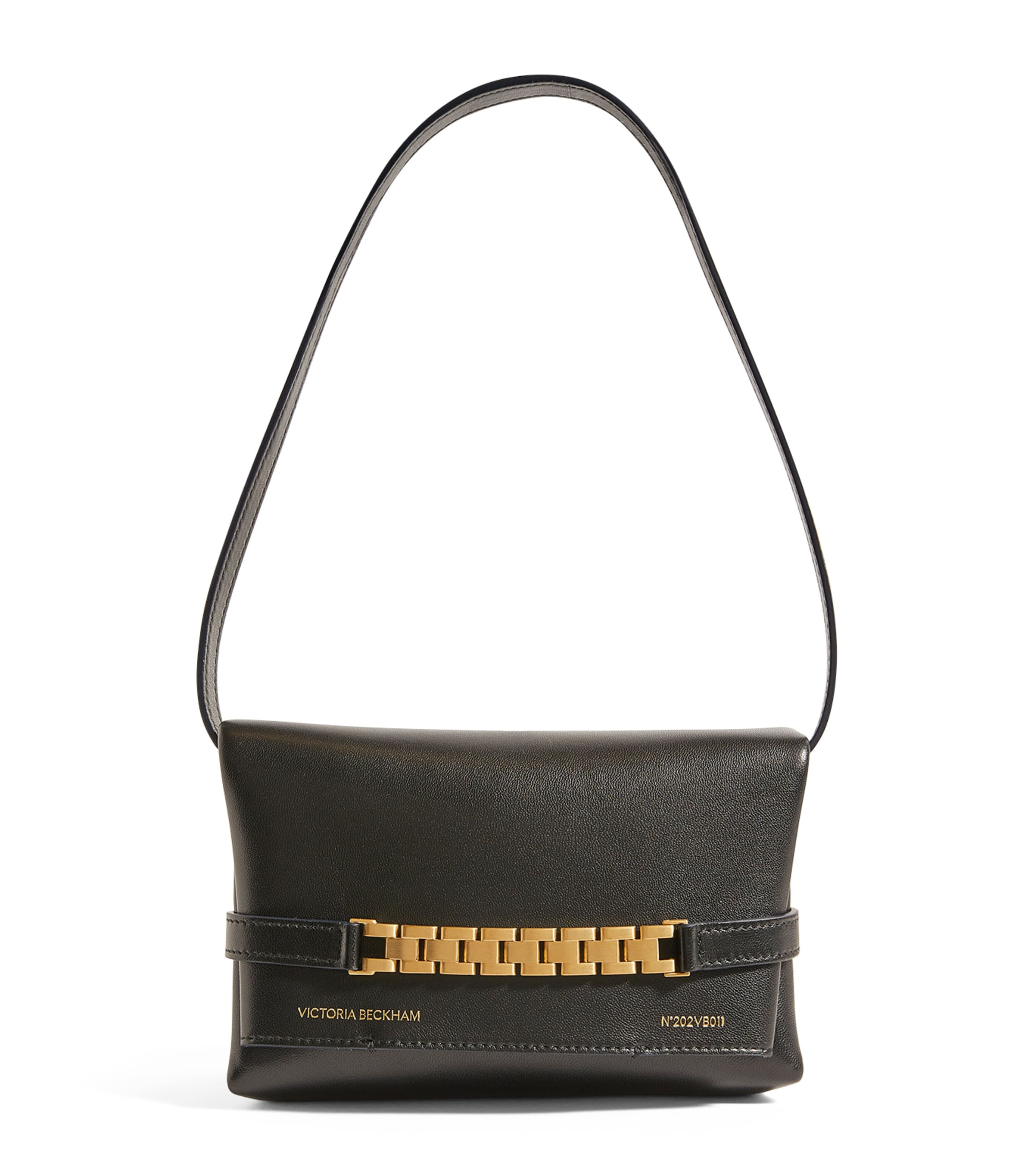 Victoria Beckham Mini Leather Chain Pouch In Black