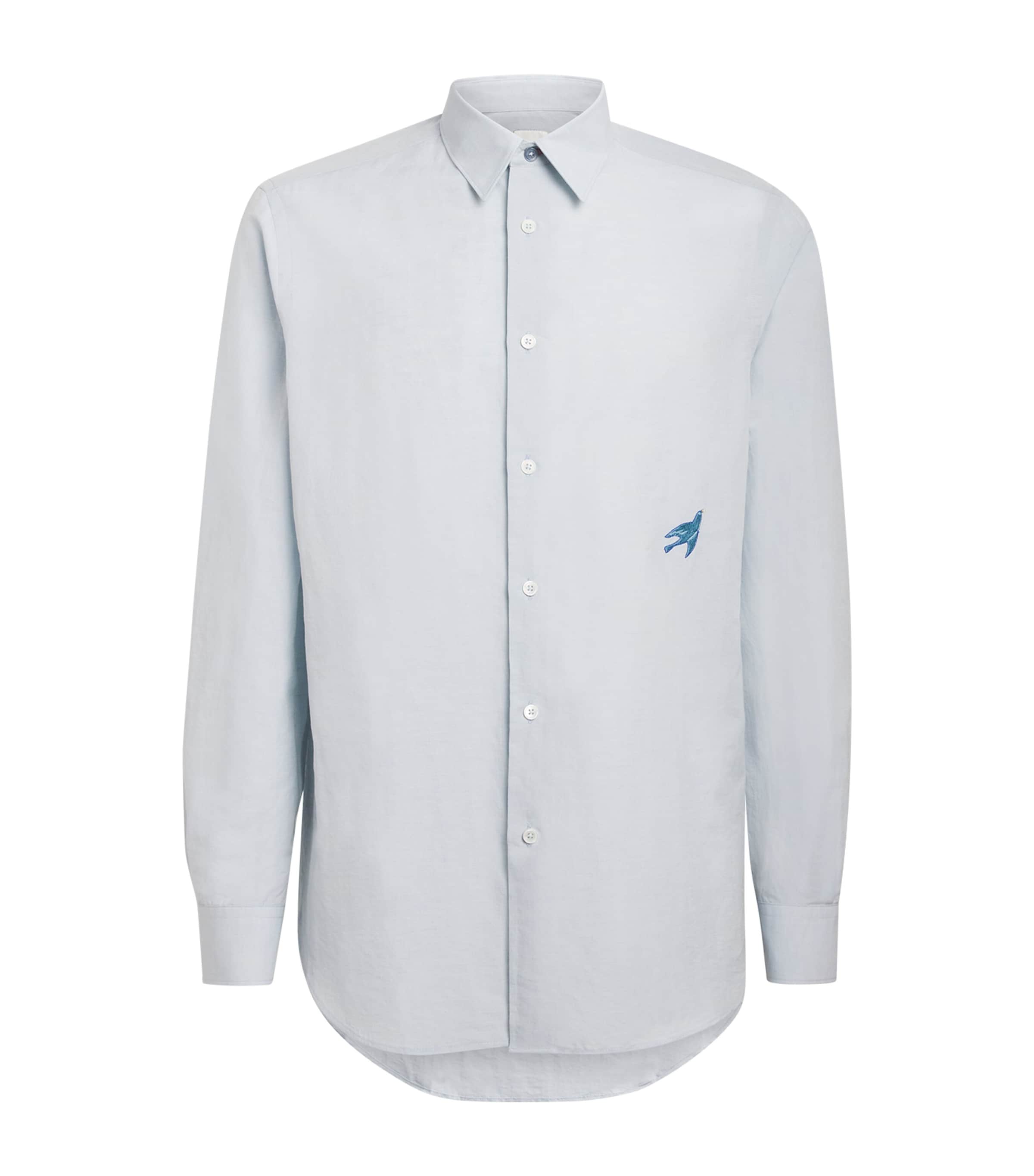 Paul Smith Mens Cotton-Linen Embroidered Oxford Shirt Image 1