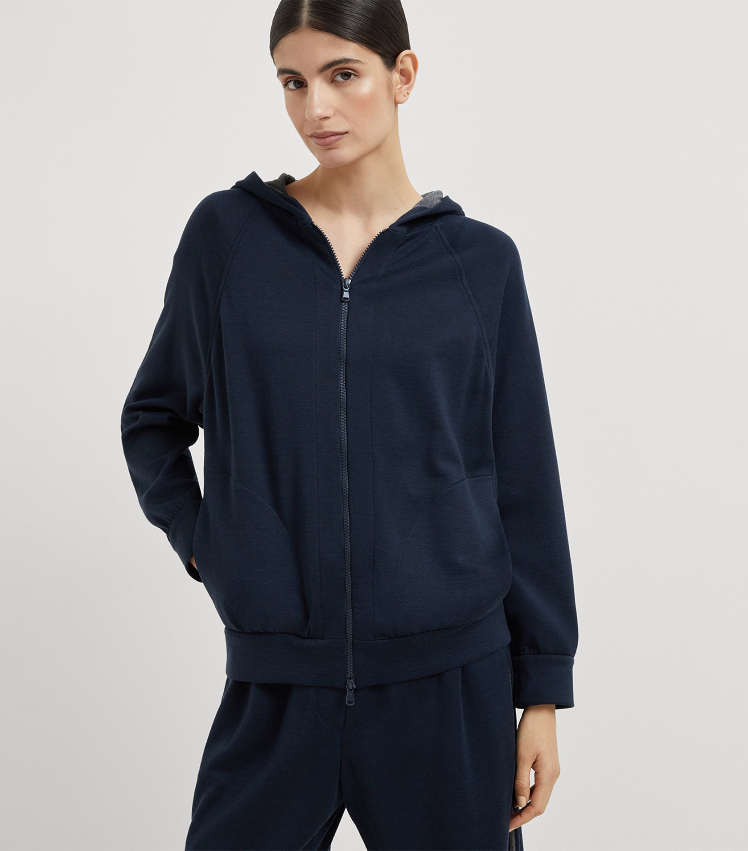 Cotton-Blend Two-Way Zip Hoodie C8366 Image 2