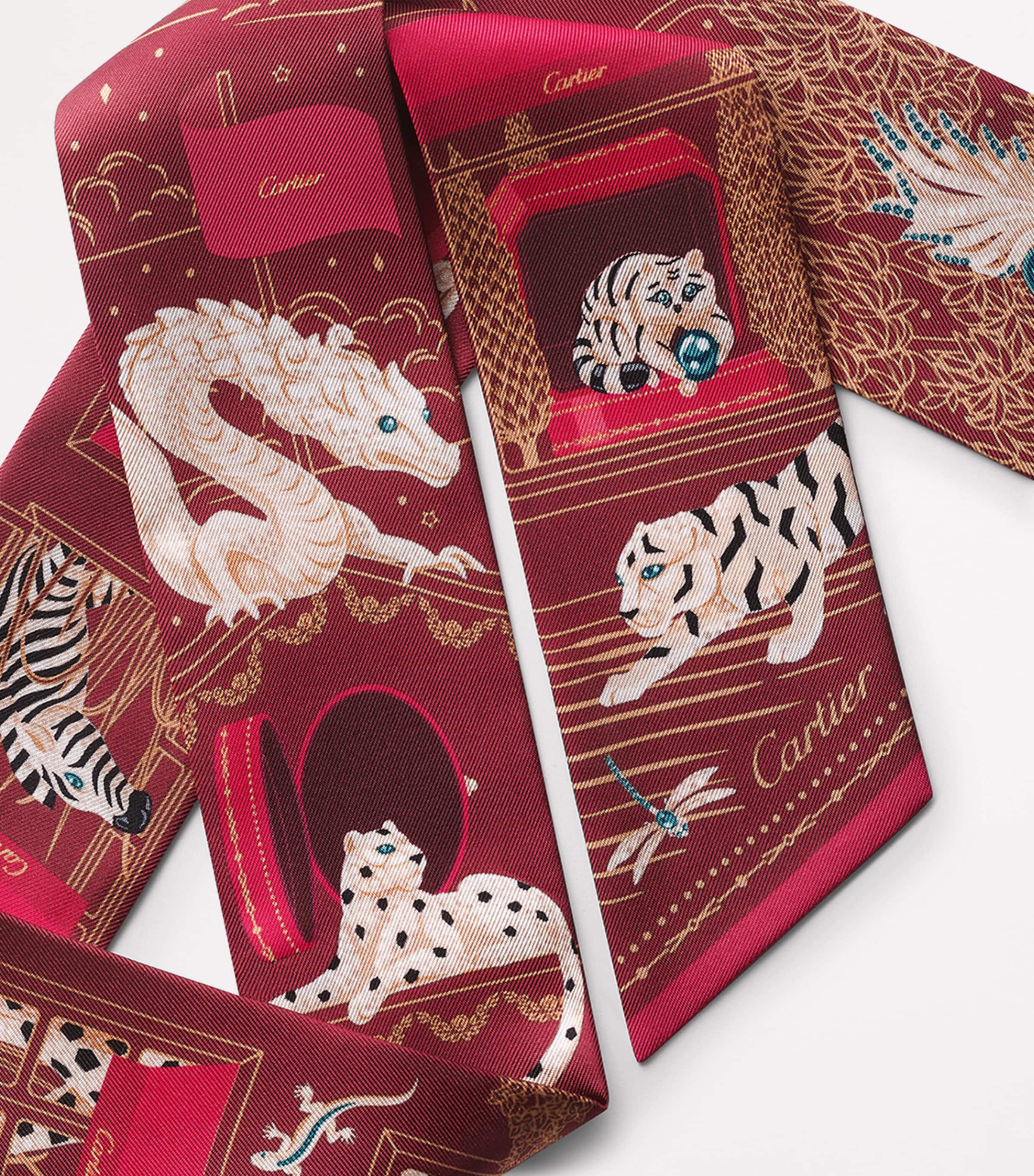 Cartier Silk Precious Address Scarf Red Image 2