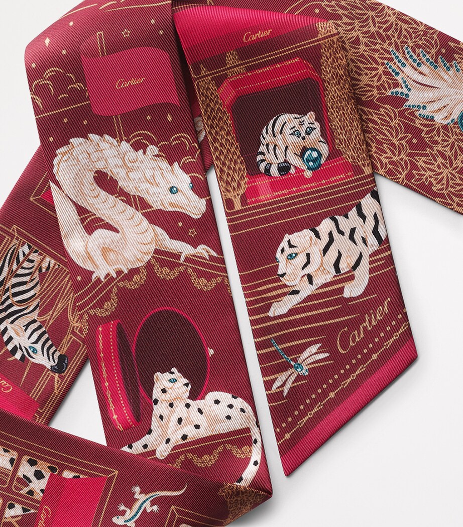 Cartier Silk Precious Address Scarf Red Image 2