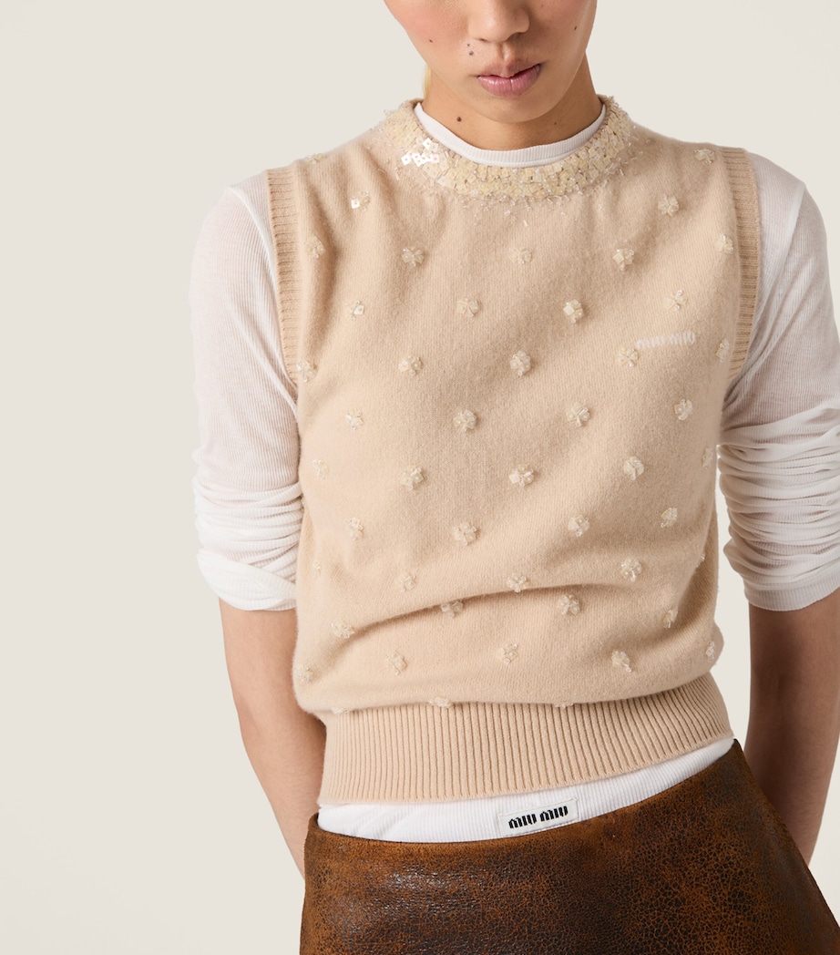 Cashmere Embellished Knit Vest F0627 Image 2