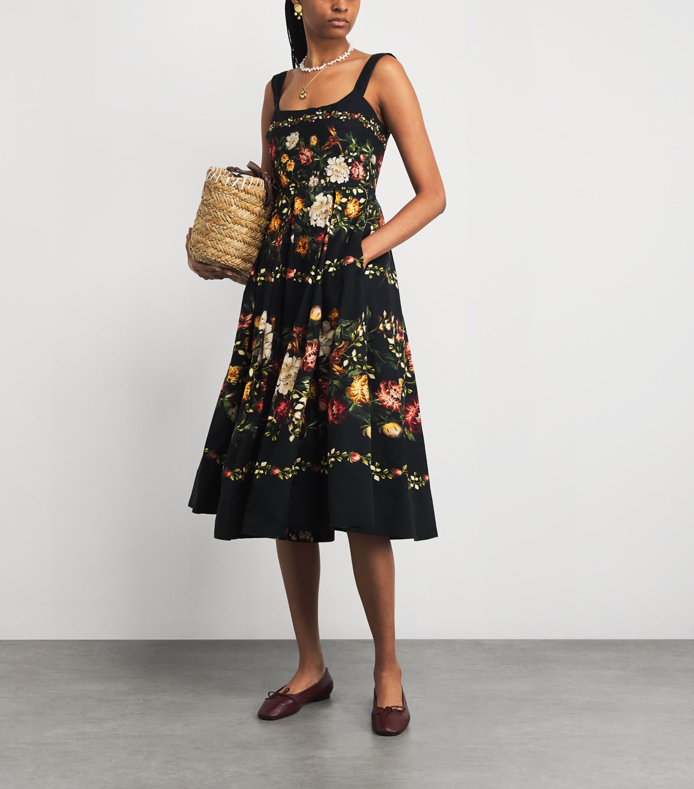 Cotton Floral Midi Dress MULTICOLOR Image 2