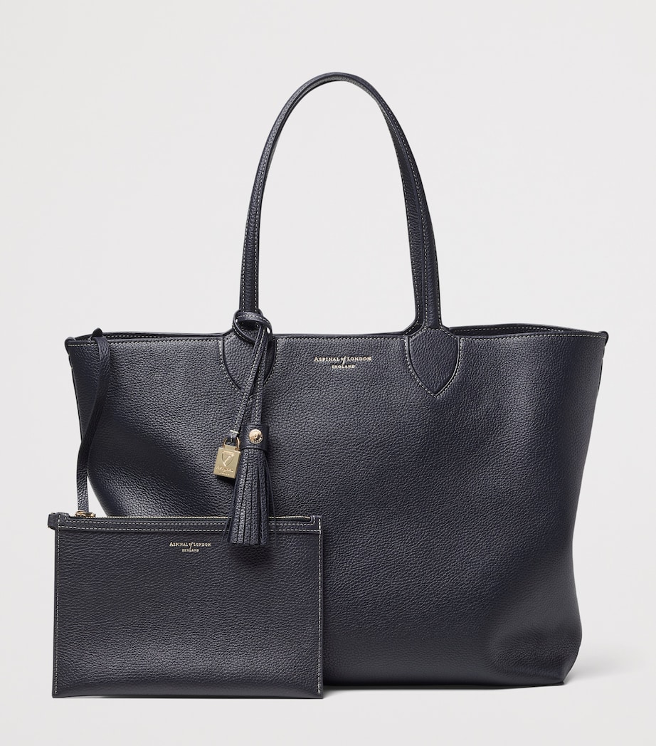 Aspinal Of London Leather Hudson Tote Bag Navy Image 3