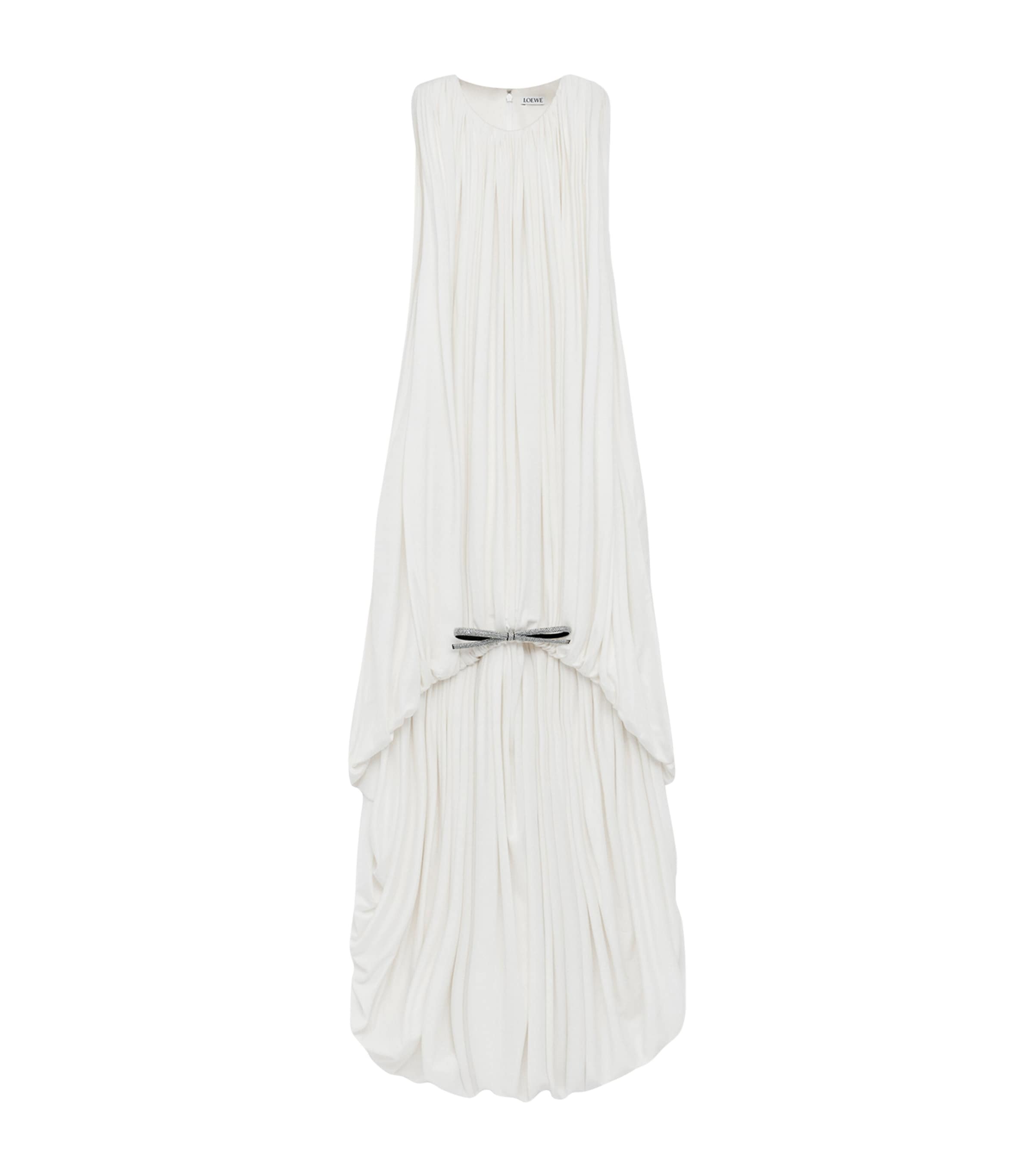 Loewe Silk Draped Mini Dress In White