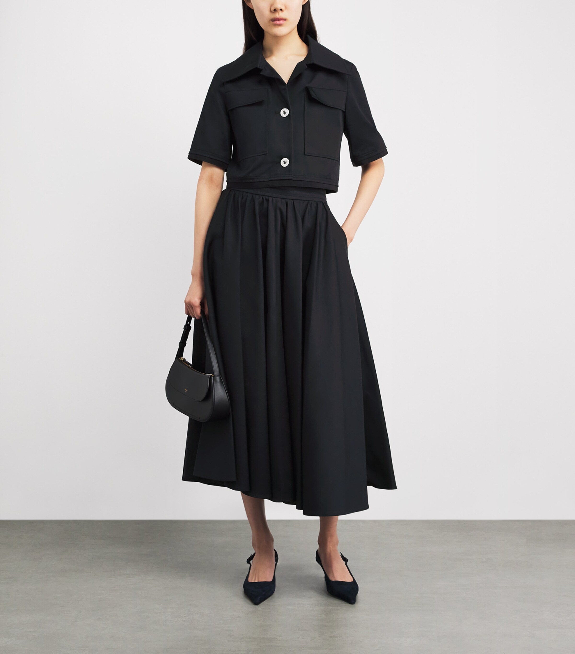 Patou Womens Volume Midi Skirt Night Blue Image 2