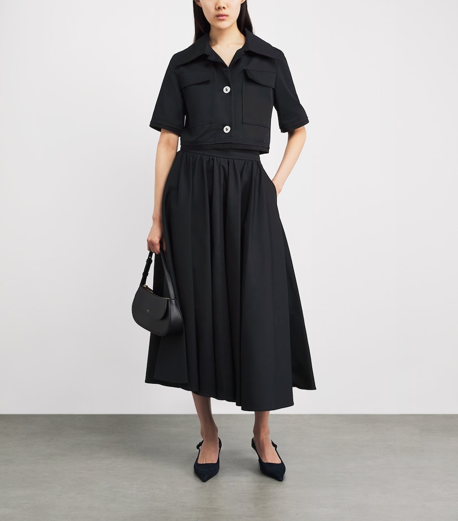 Patou Womens Volume Midi Skirt Night Blue Image 2