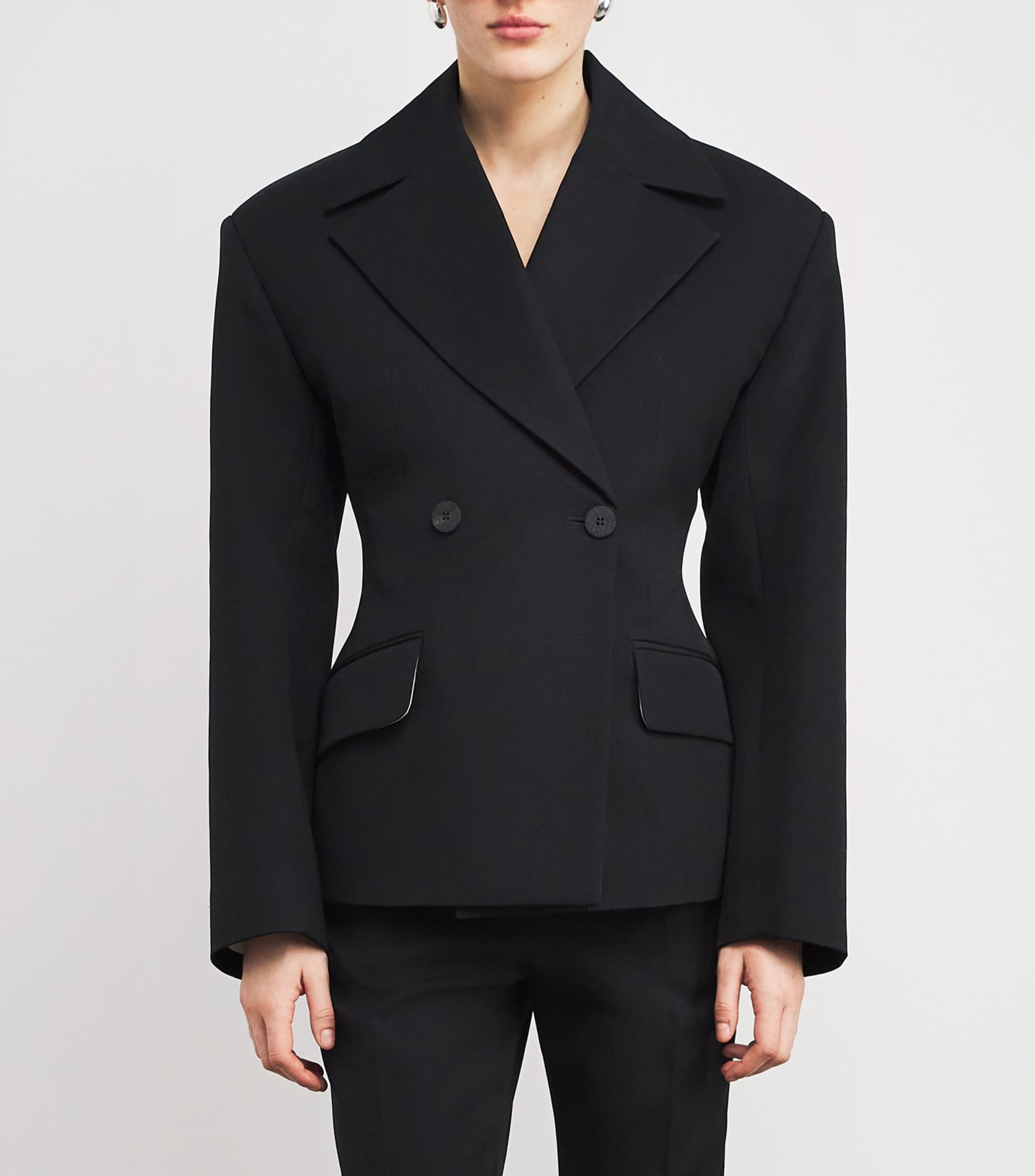 Wool Norma Double-Breasted Blazer 990 BLACK Image 3