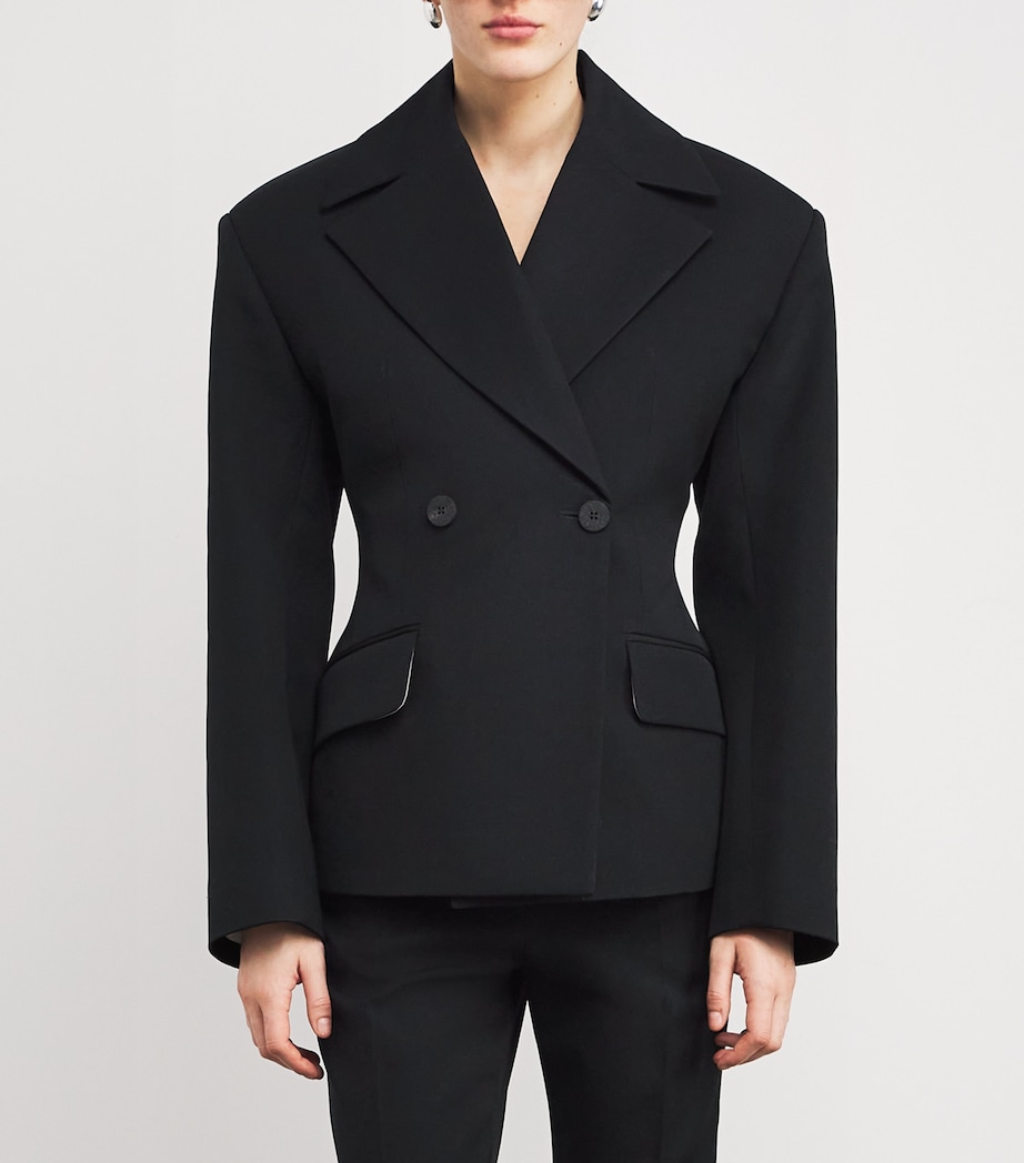 Wool Norma Double-Breasted Blazer 990 BLACK Image 3