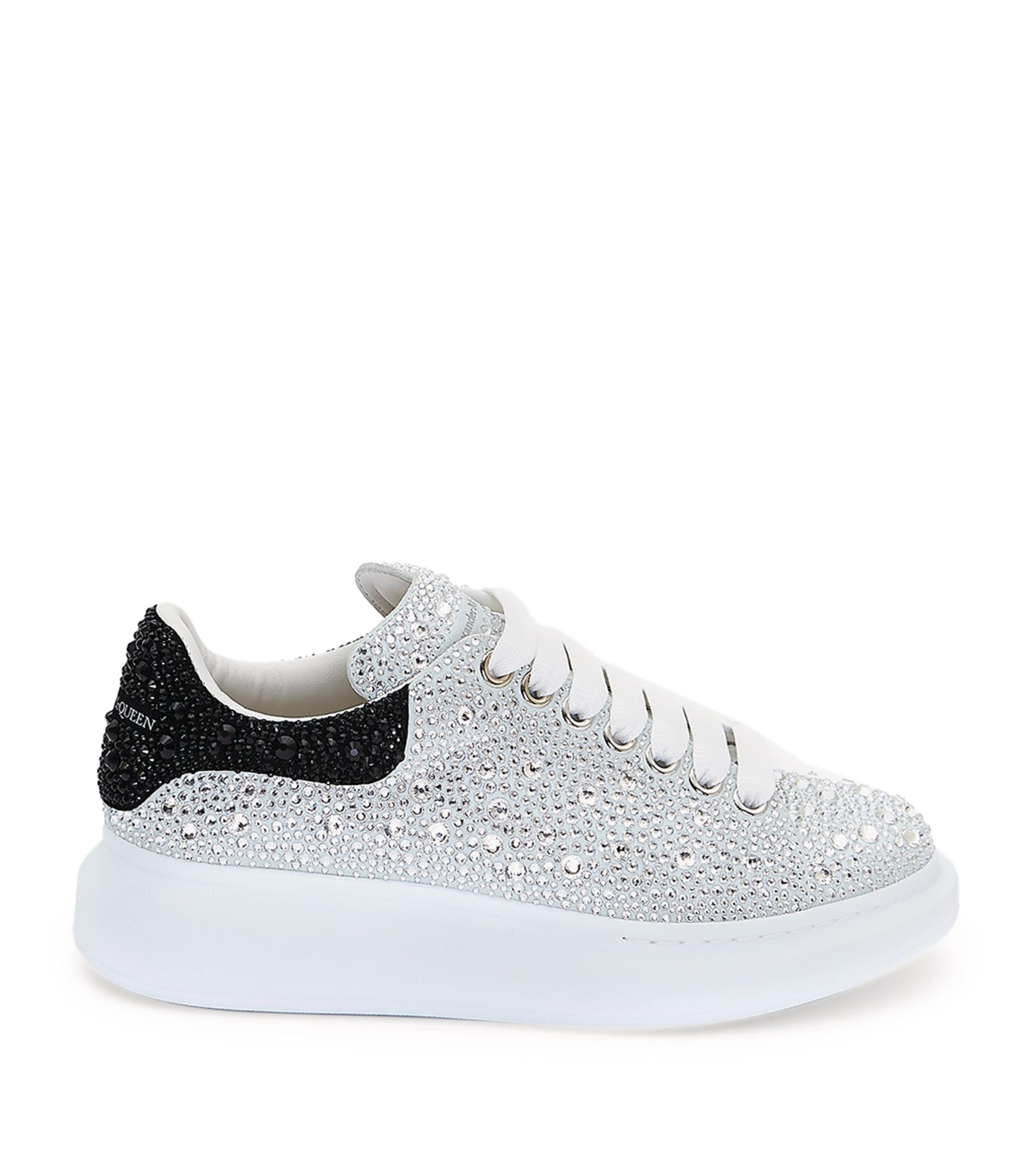 McQueen Leather Crystal-Embellished Oversized Sneakers | Women Shoes | Trainers | Low-Top Trainers | Designers | McQueen