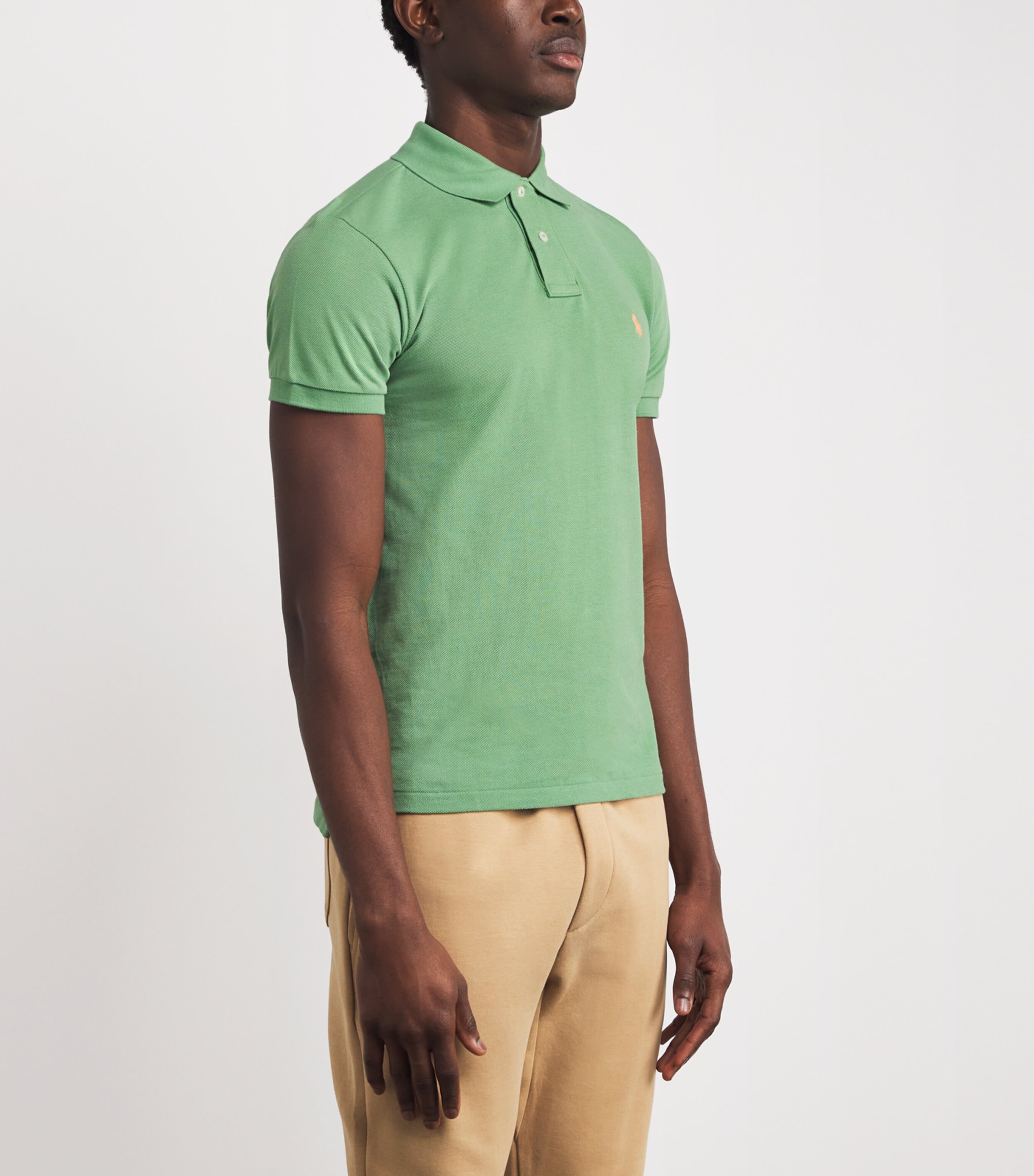 Cotton Mesh Slim-Fit Polo Shirt OUTBACK GREEN Image 3
