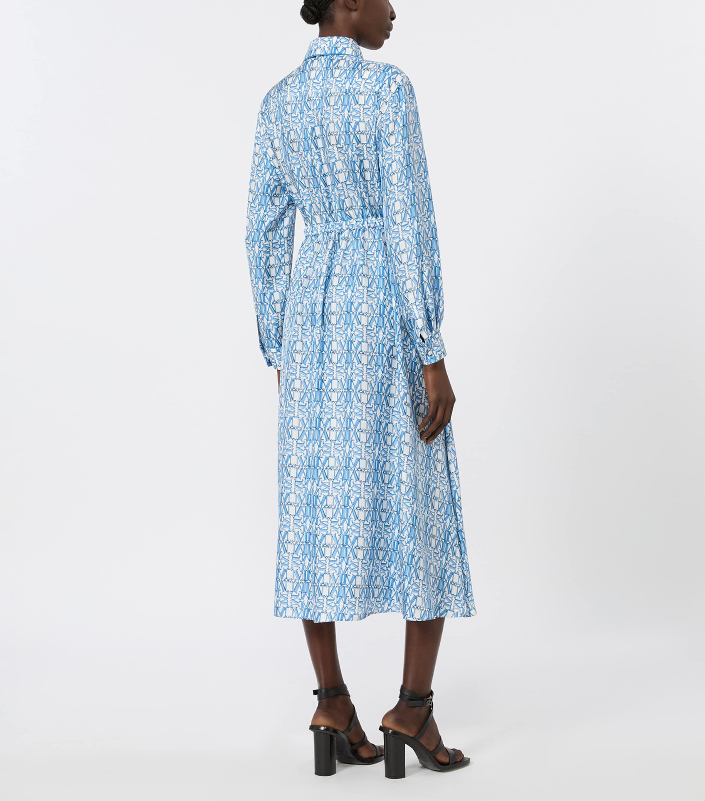 Max Mara Womens Silk Midi Shirt Dress Ocean Image 3