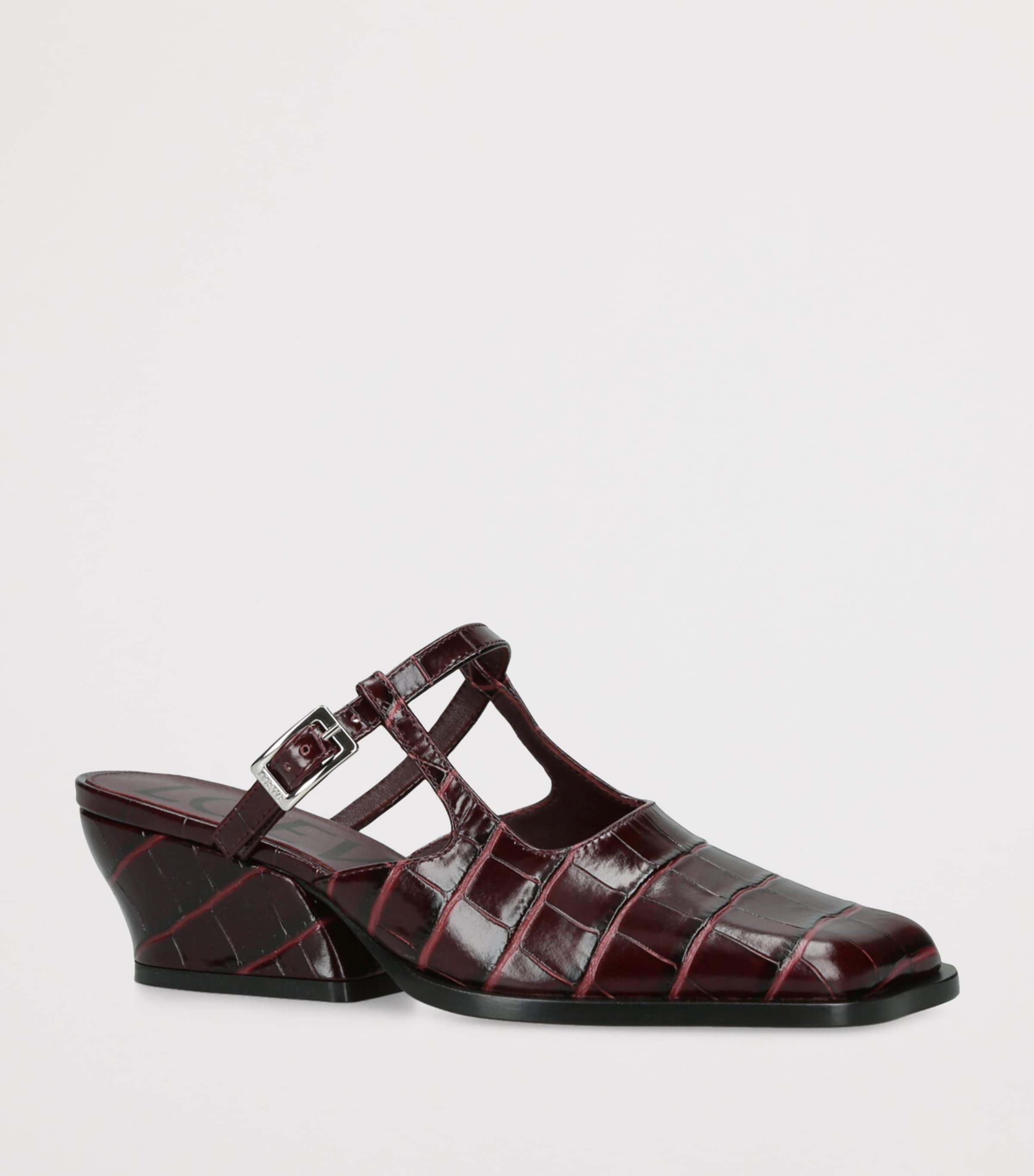 Leather Onda Mary Jane Mules 45 WINE Image 3