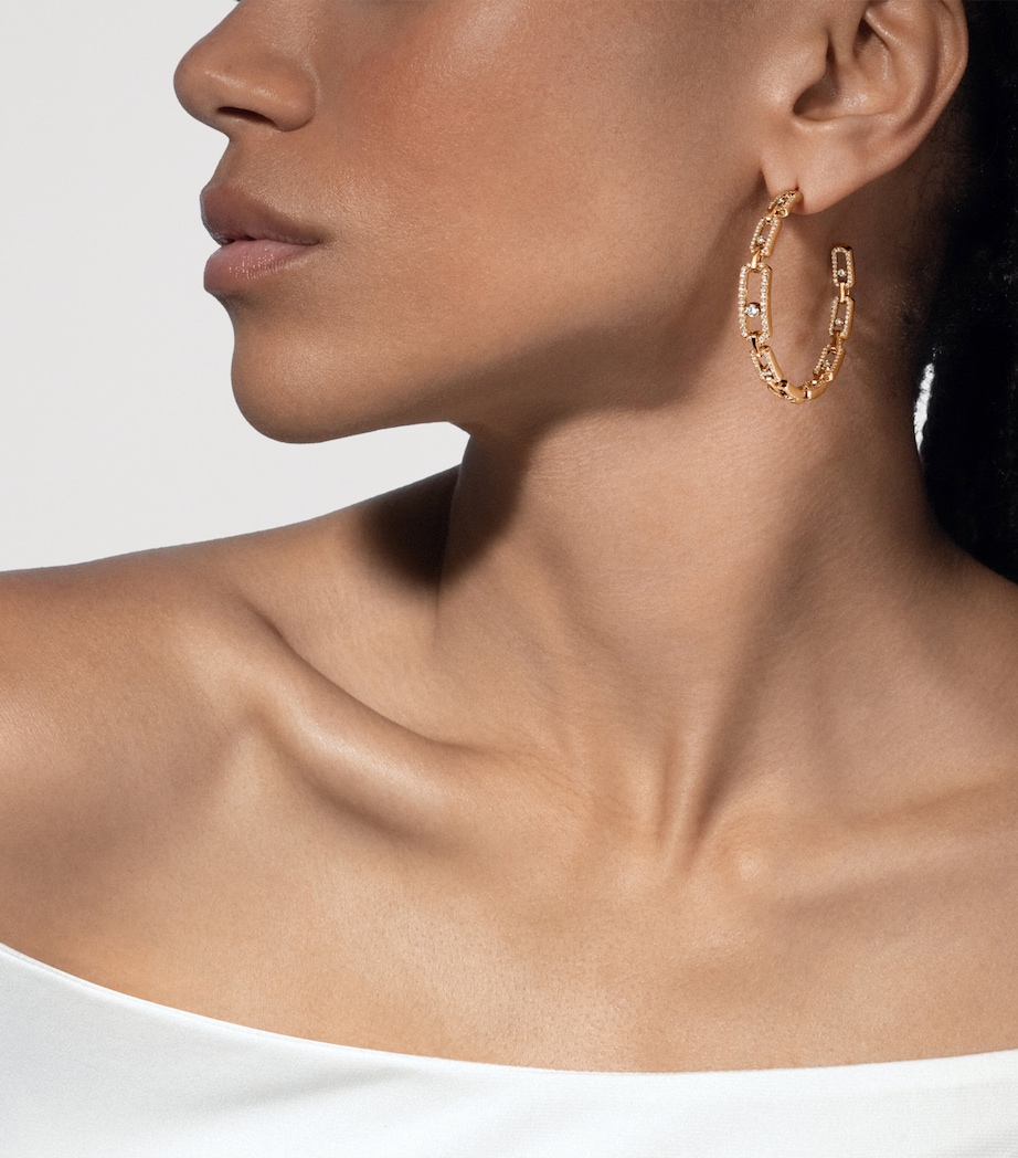 Messika Medium Move Link Yellow Gold and Diamond Hoop Earrings (2.12ct) Yellow Gold Image 2