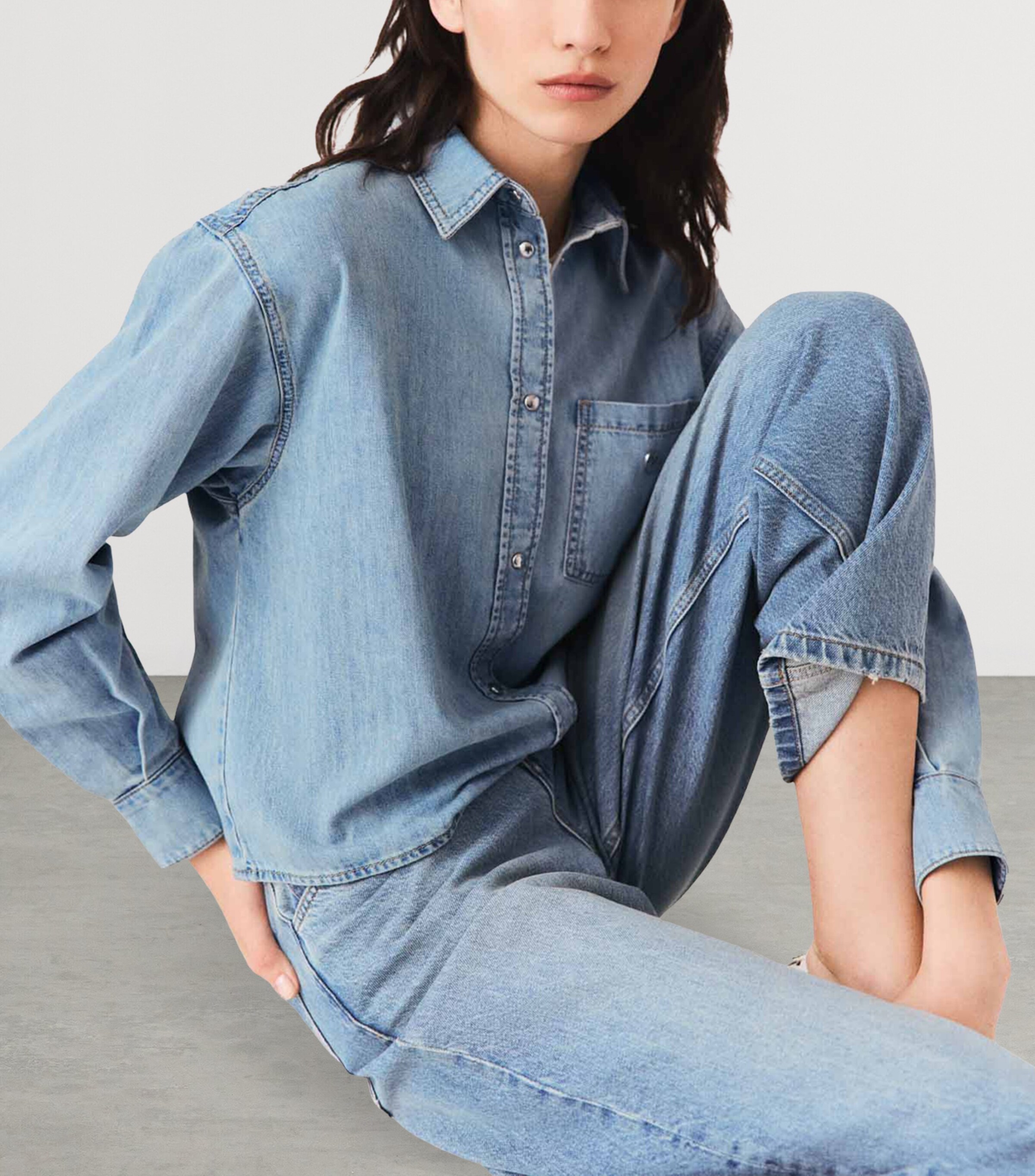 Maje Womens Denim Logo Shirt Blue Image 6