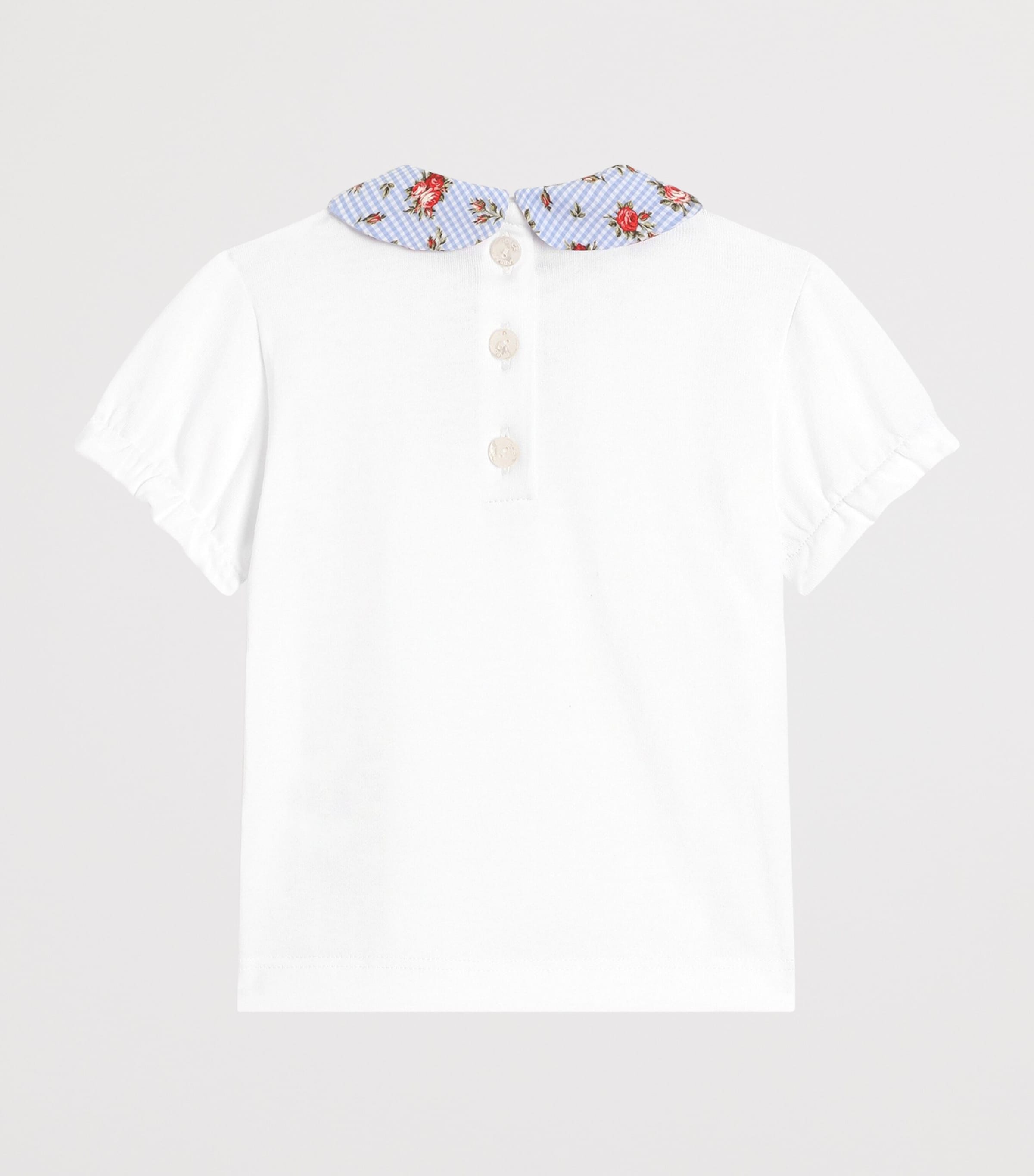 Dolce&Gabbana Kids Cotton Floral-Trim T-Shirt (3-30 Months) Optical White Image 2