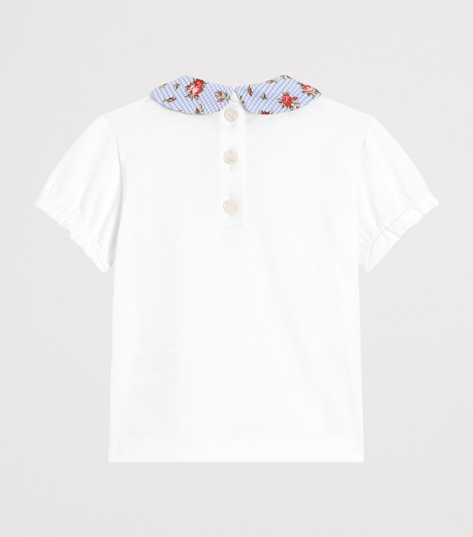Dolce&Gabbana Kids Cotton Floral-Trim T-Shirt (3-30 Months) Optical White Image 2