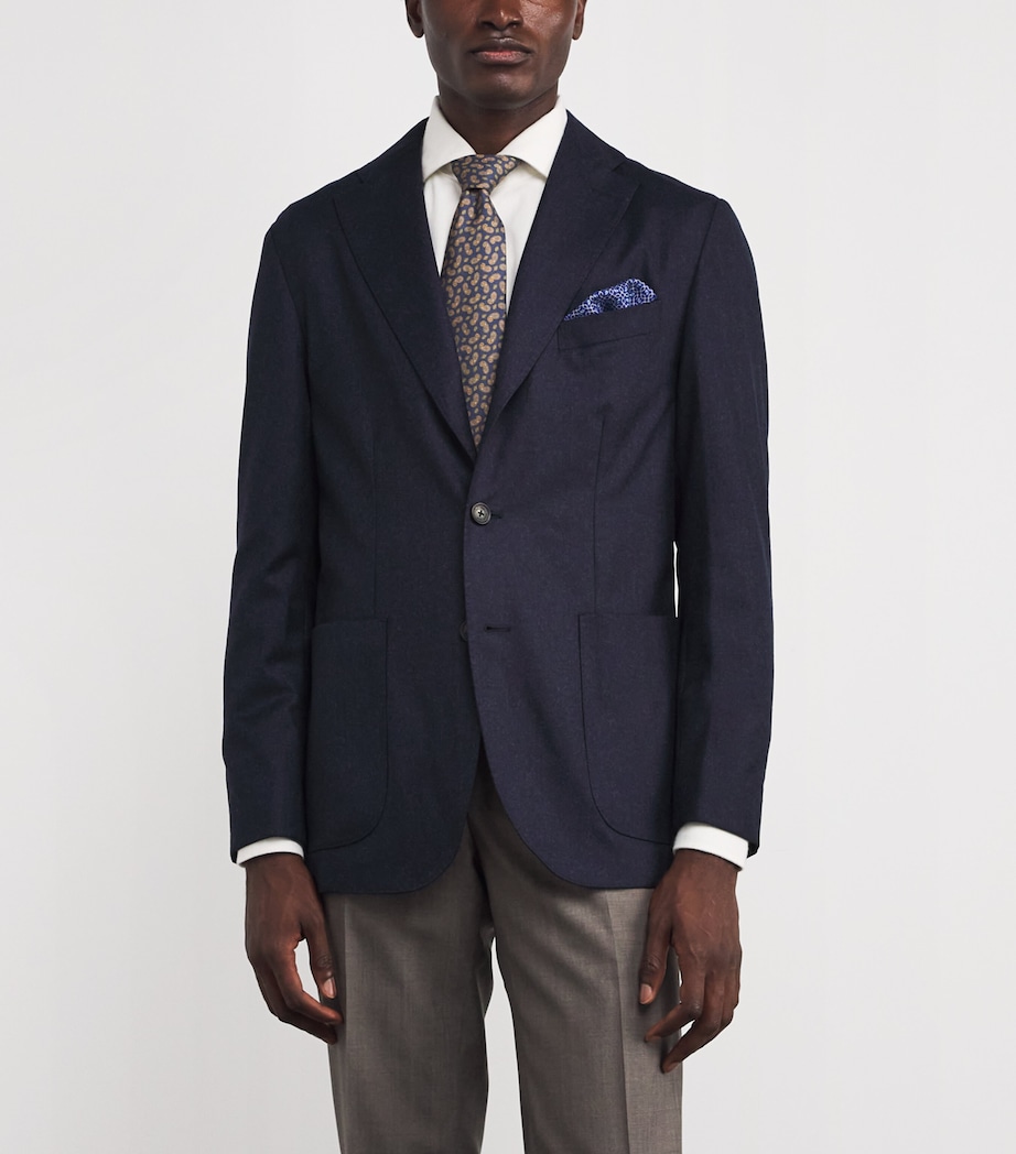 Silk Interlocking Print Pocket Square NAVY BLUE Image 3