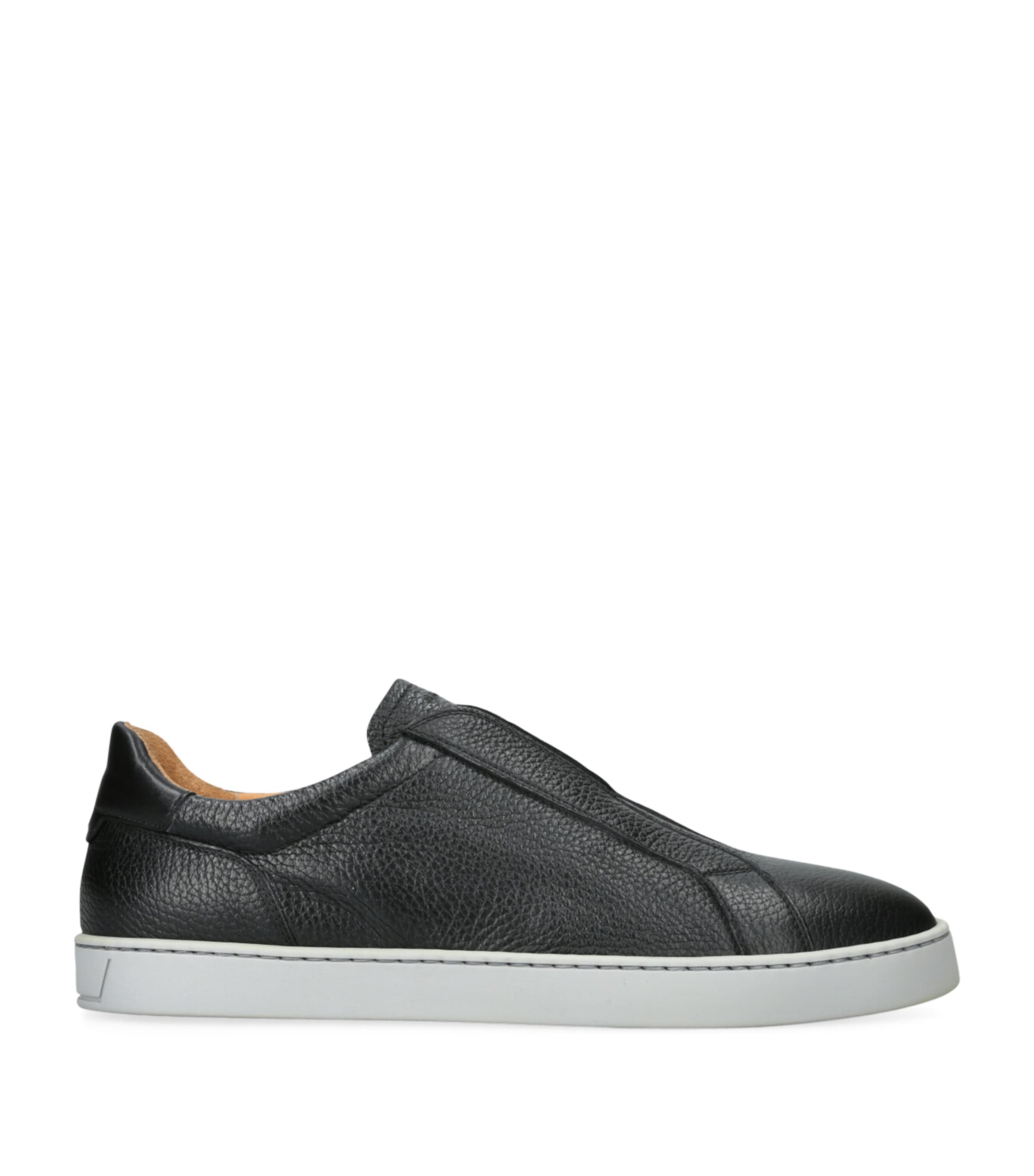 Magnanni Leather Laceless Sneakers In Black