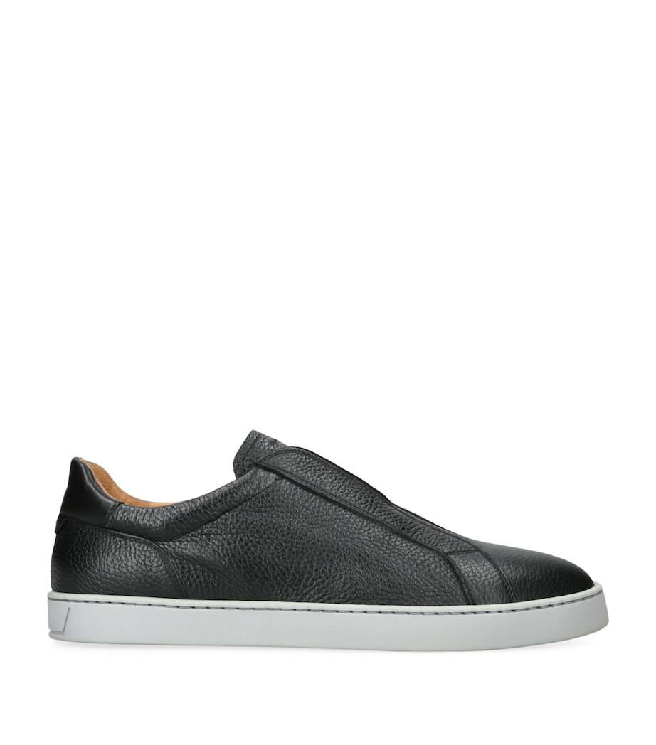 Leather Slip-On Sneakers BLACK Image 1