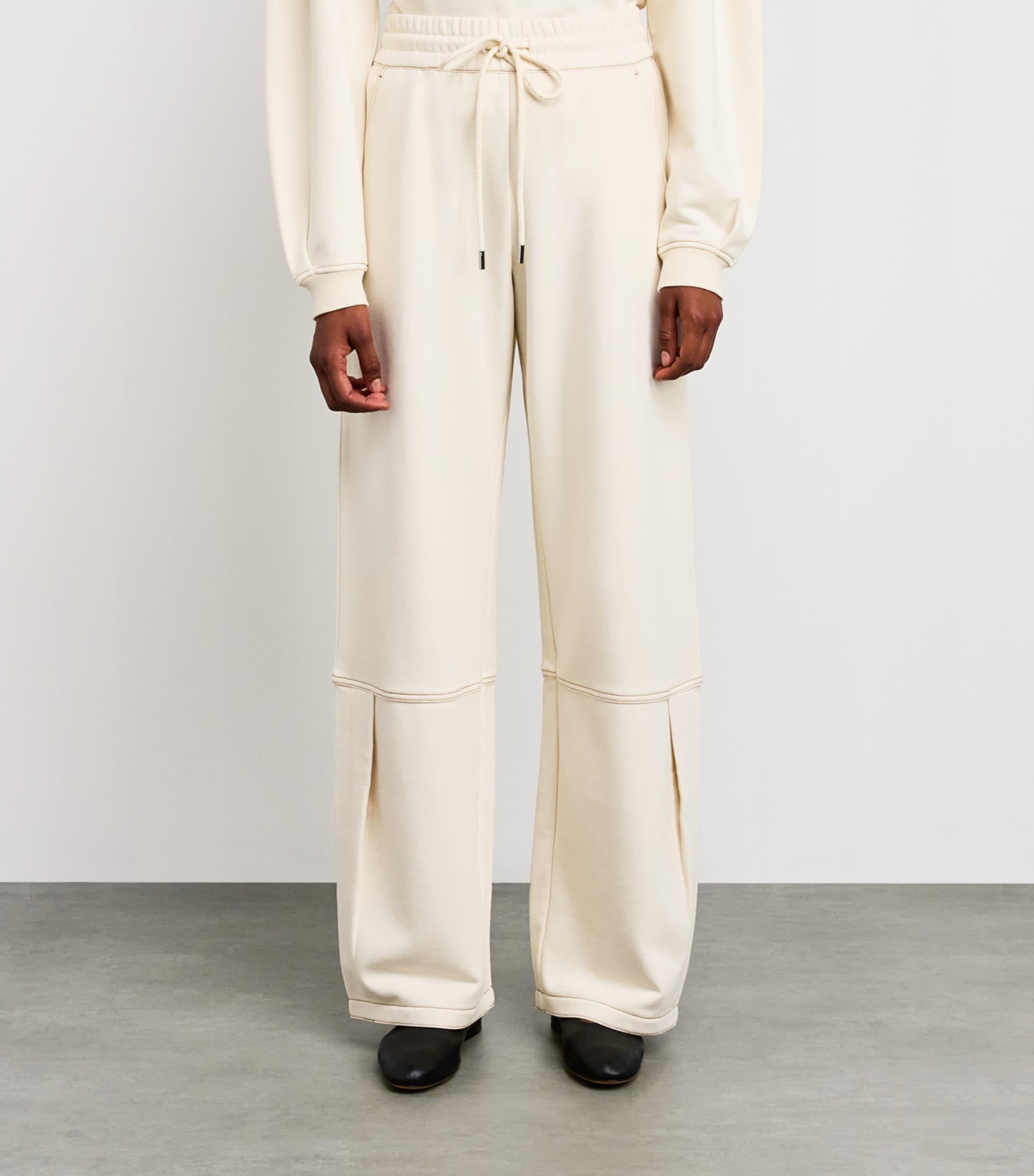 MM Ivory Cotton-Blend Wide-Leg Sweatpants | Harrods UK