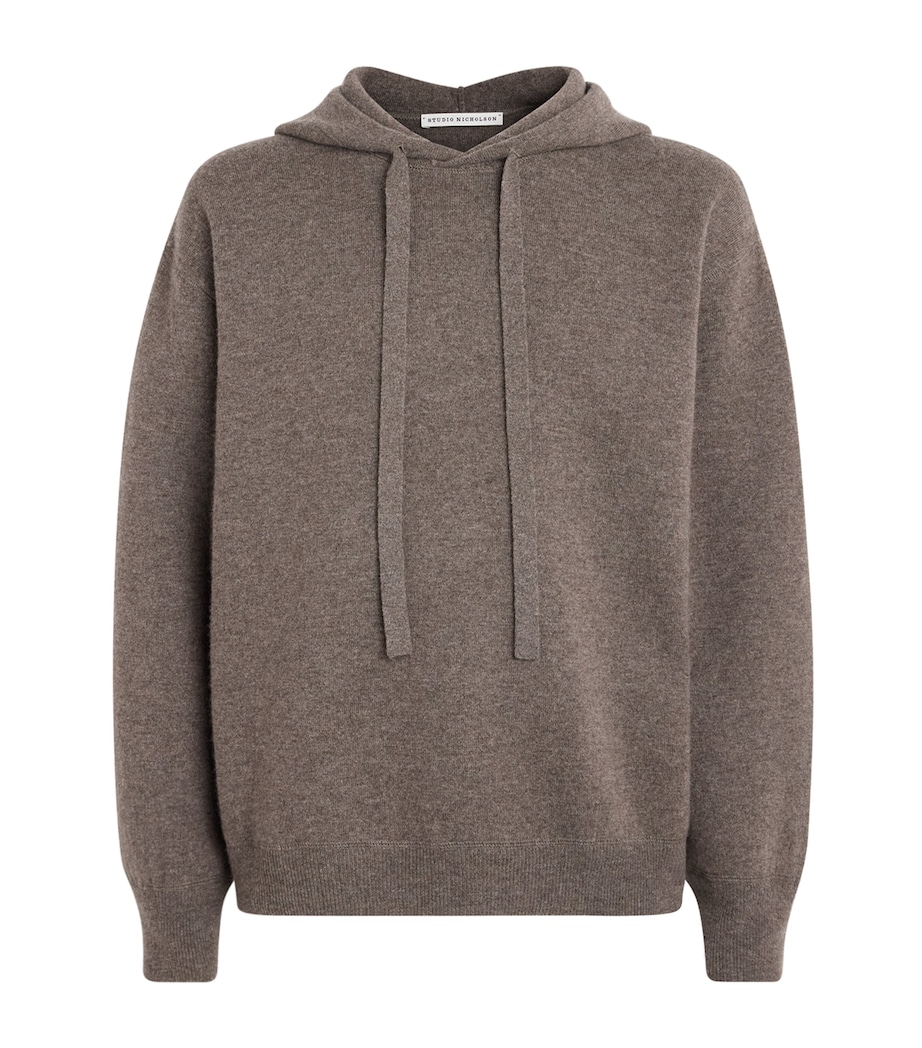 Studio Nicholson Mens Wool-Cashmere Cope Knitted Hoodie Mouse Image 1