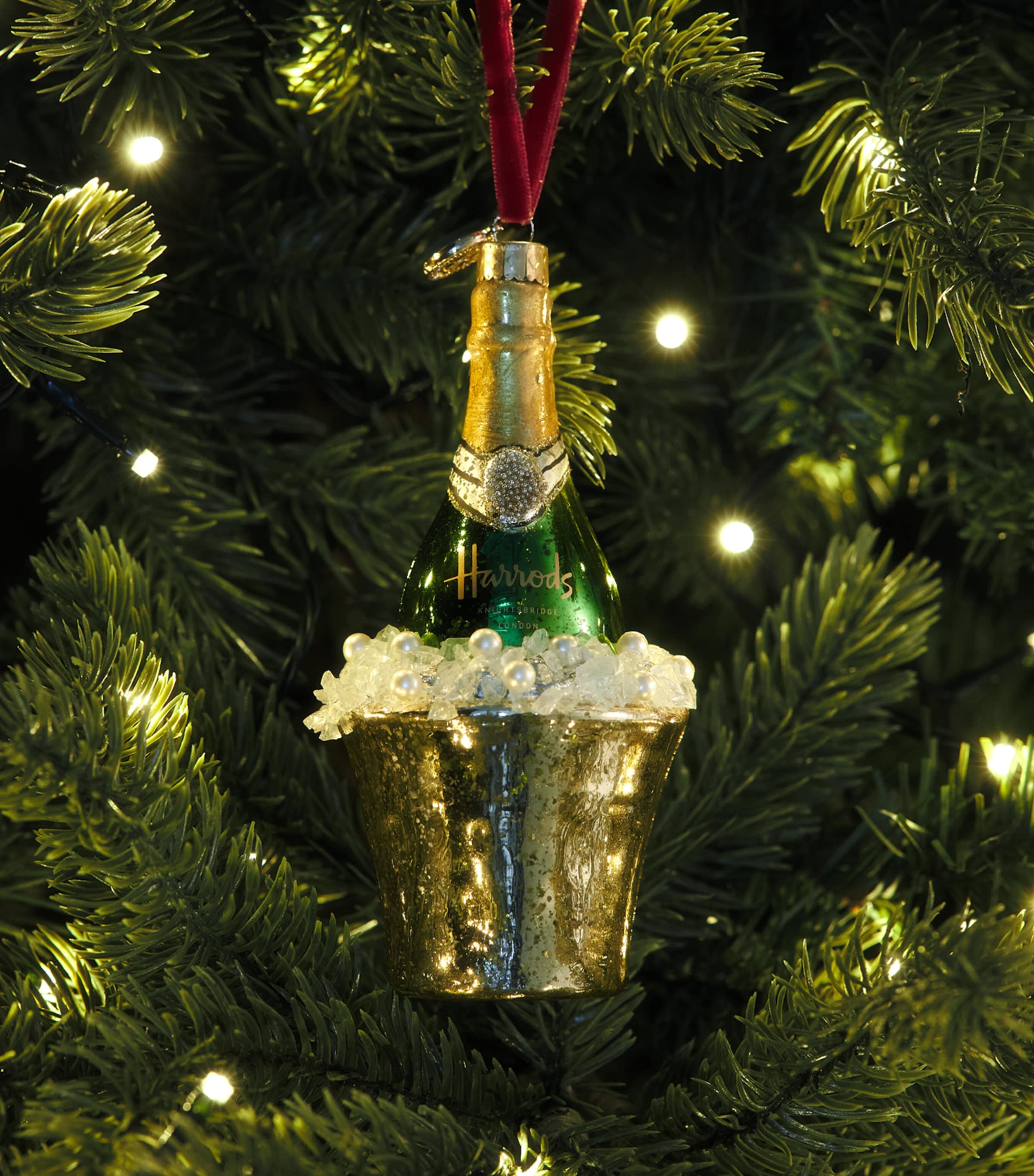 Harrods Champagne Bucket Tree Decoration Champagne/green Image 3