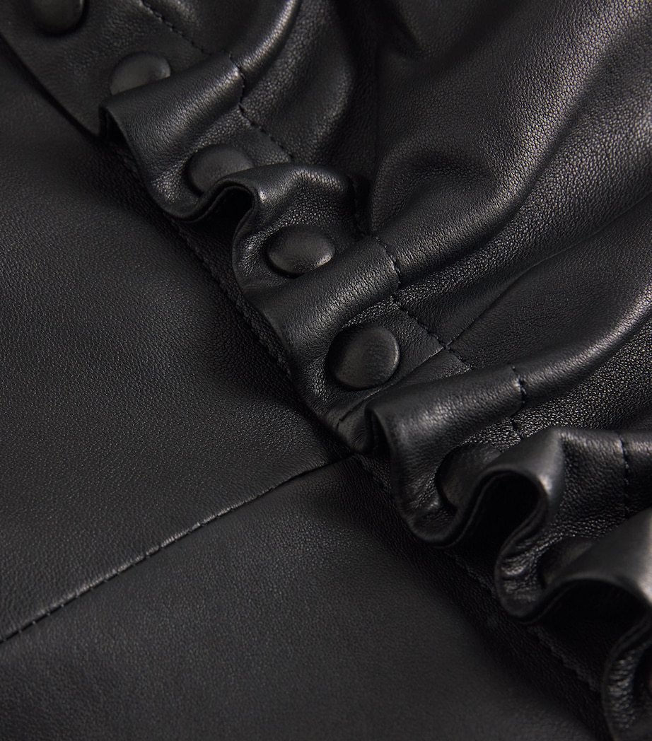 Lambskin Draped Midi Dress P001 BLACK Image 5