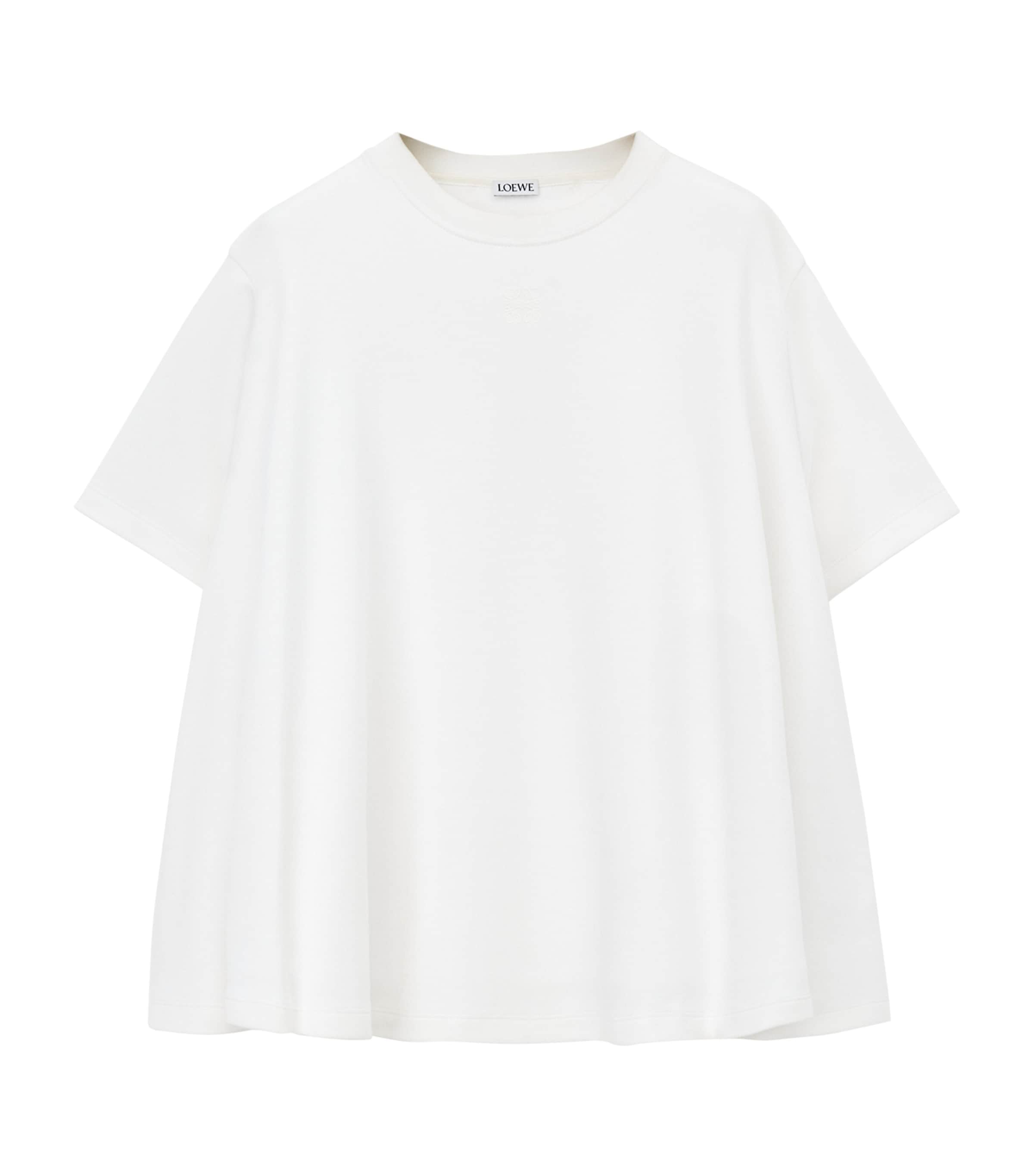 Loewe Women Anagram-embroidered Trapeze T-shirt In White