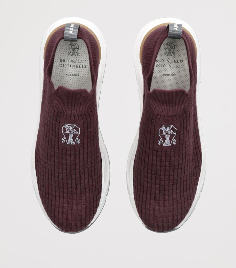 Cotton Knitted Slip-On Sneakers WINE Image 4